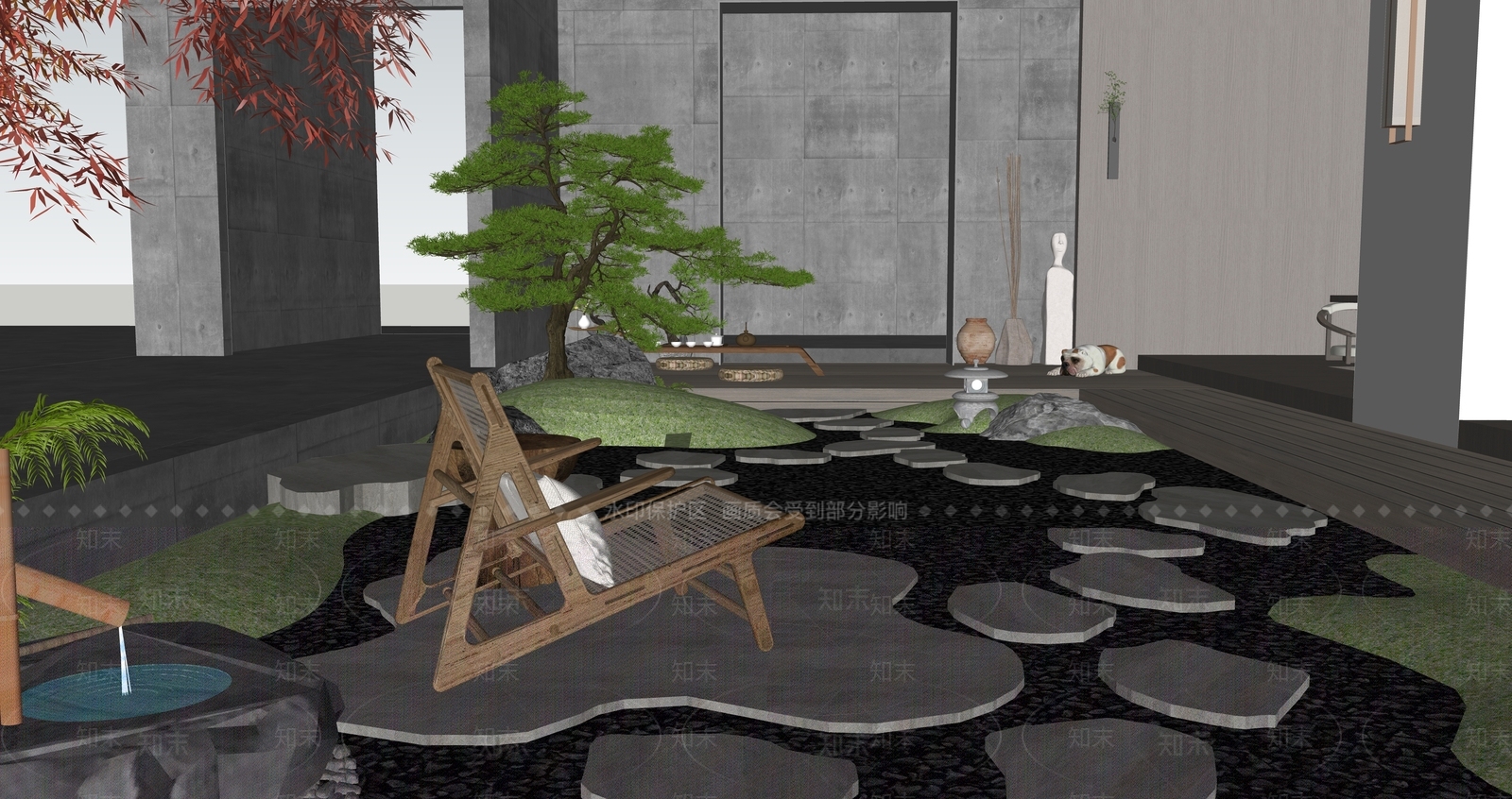 屋顶花园SU模型下载【ID:1164663515】