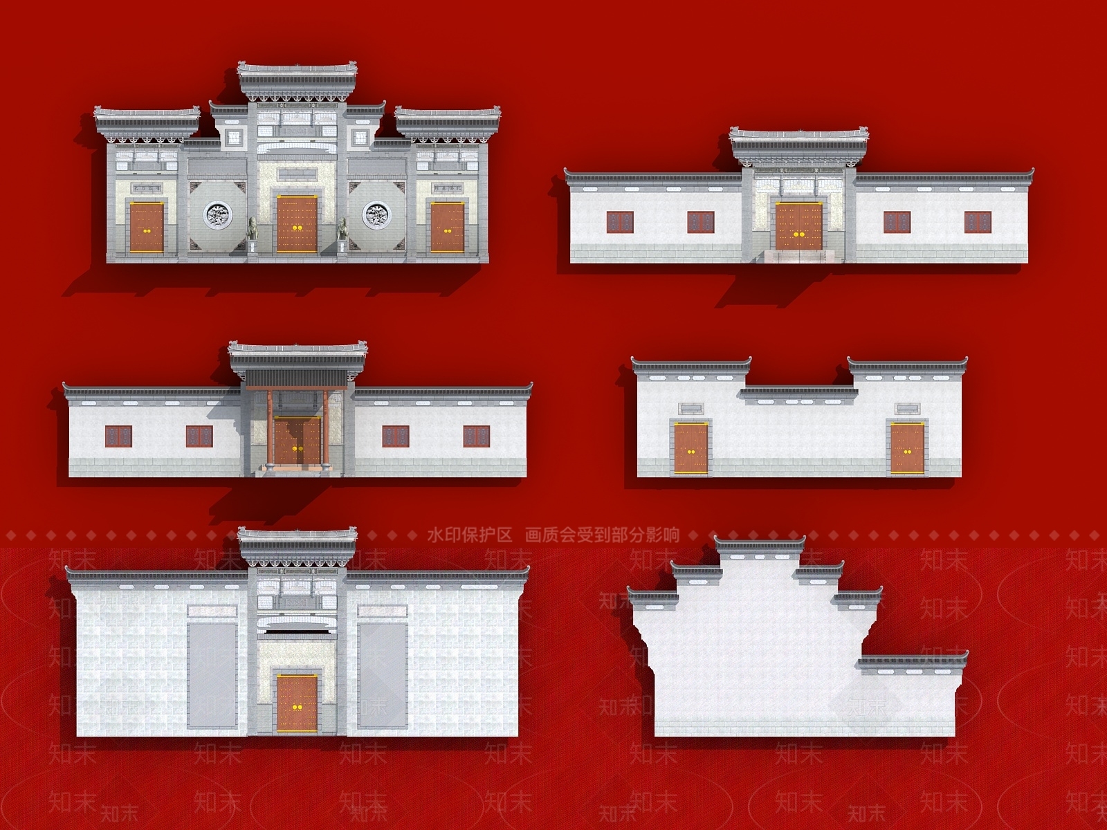 中式景墙3D模型下载【ID:1155594568】