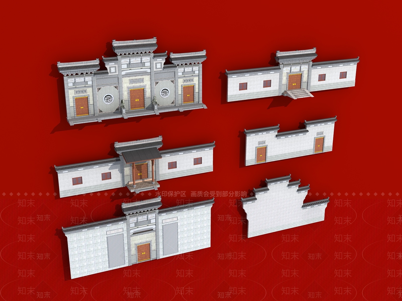 中式景墙3D模型下载【ID:1155594568】