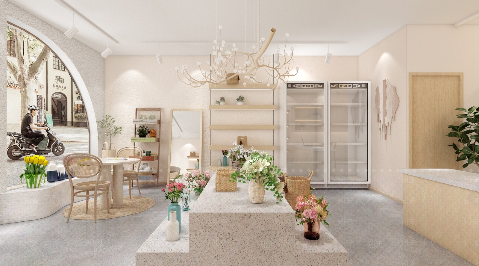 现代奶油风花店3D模型下载【ID:1155598535】