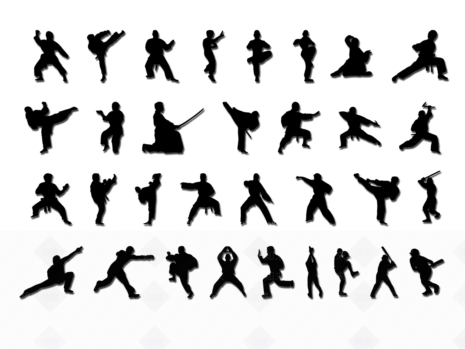 现代武术人物剪影SU模型下载【ID:1155597768】