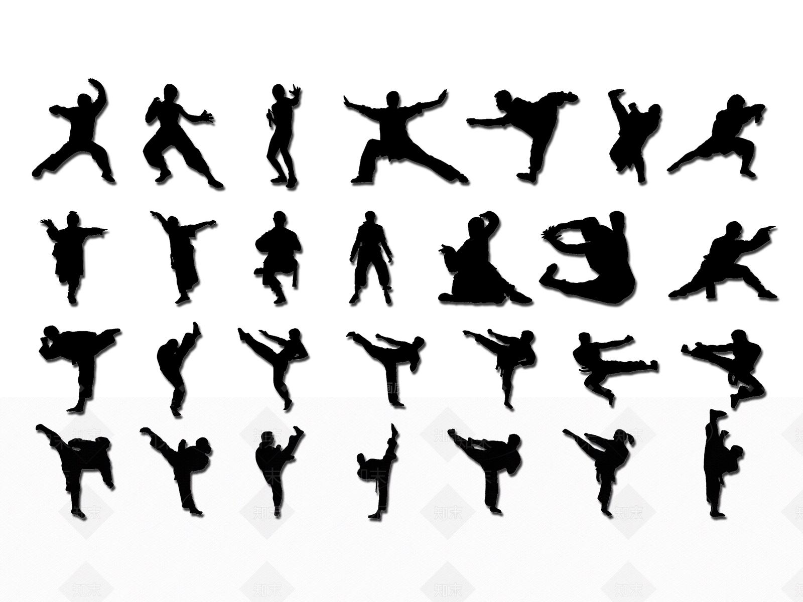 现代武术人物剪影SU模型下载【ID:1155598015】