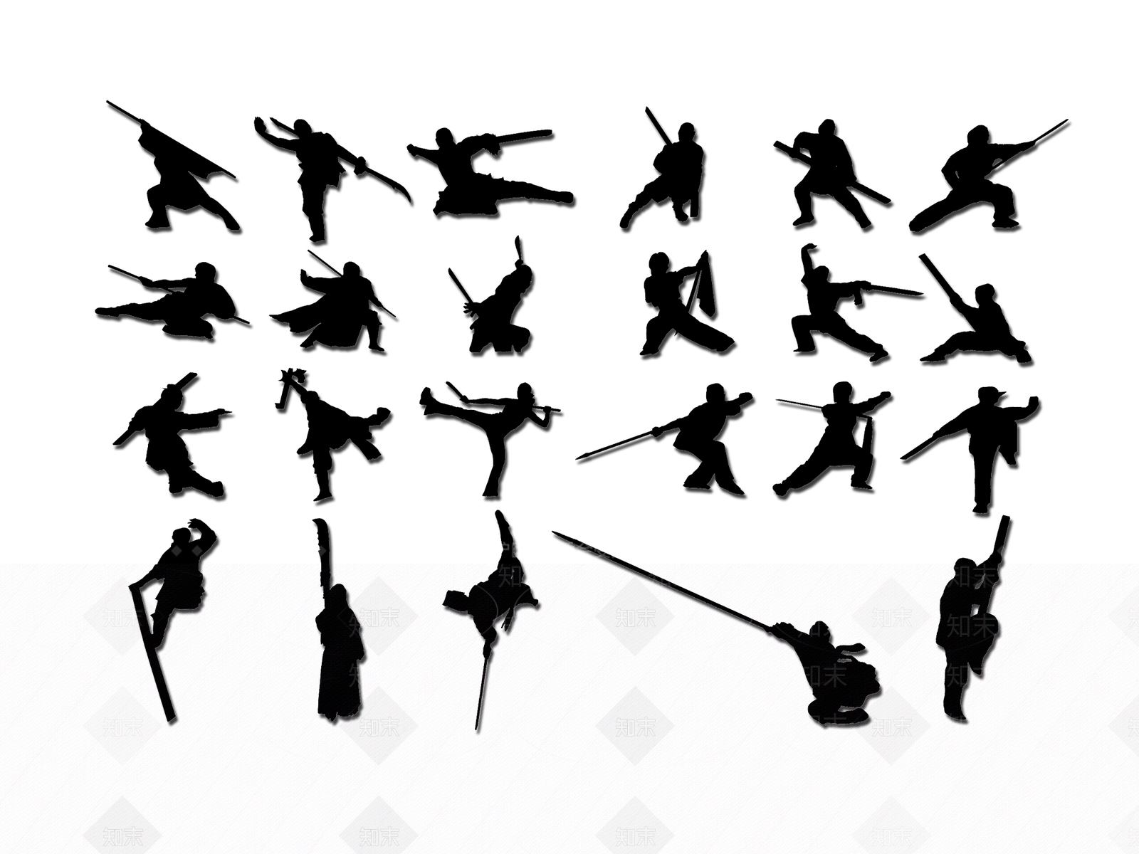 现代武术人物剪影SU模型下载【ID:1155598336】