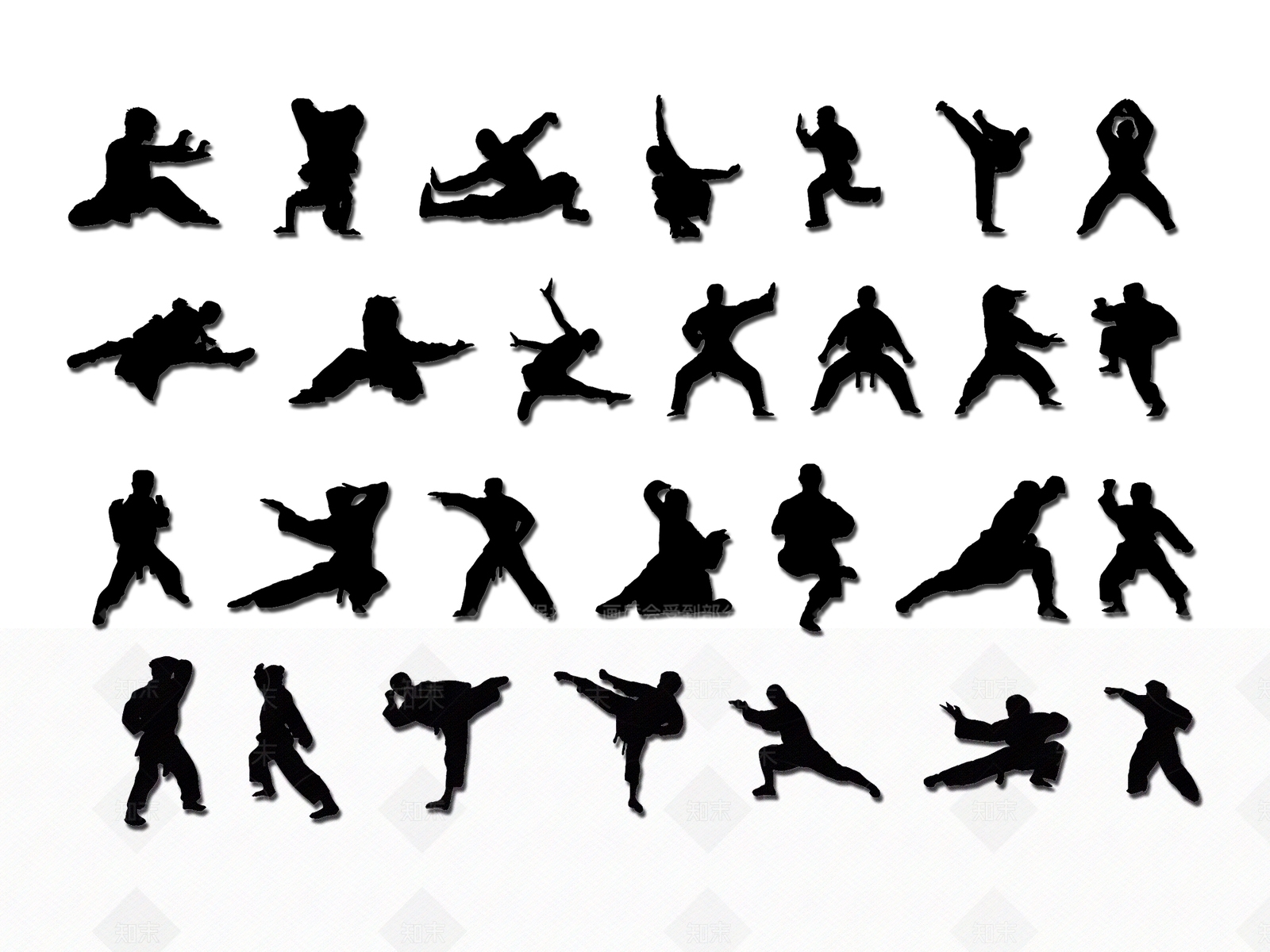 现代武术人物剪影SU模型下载【ID:1155598483】