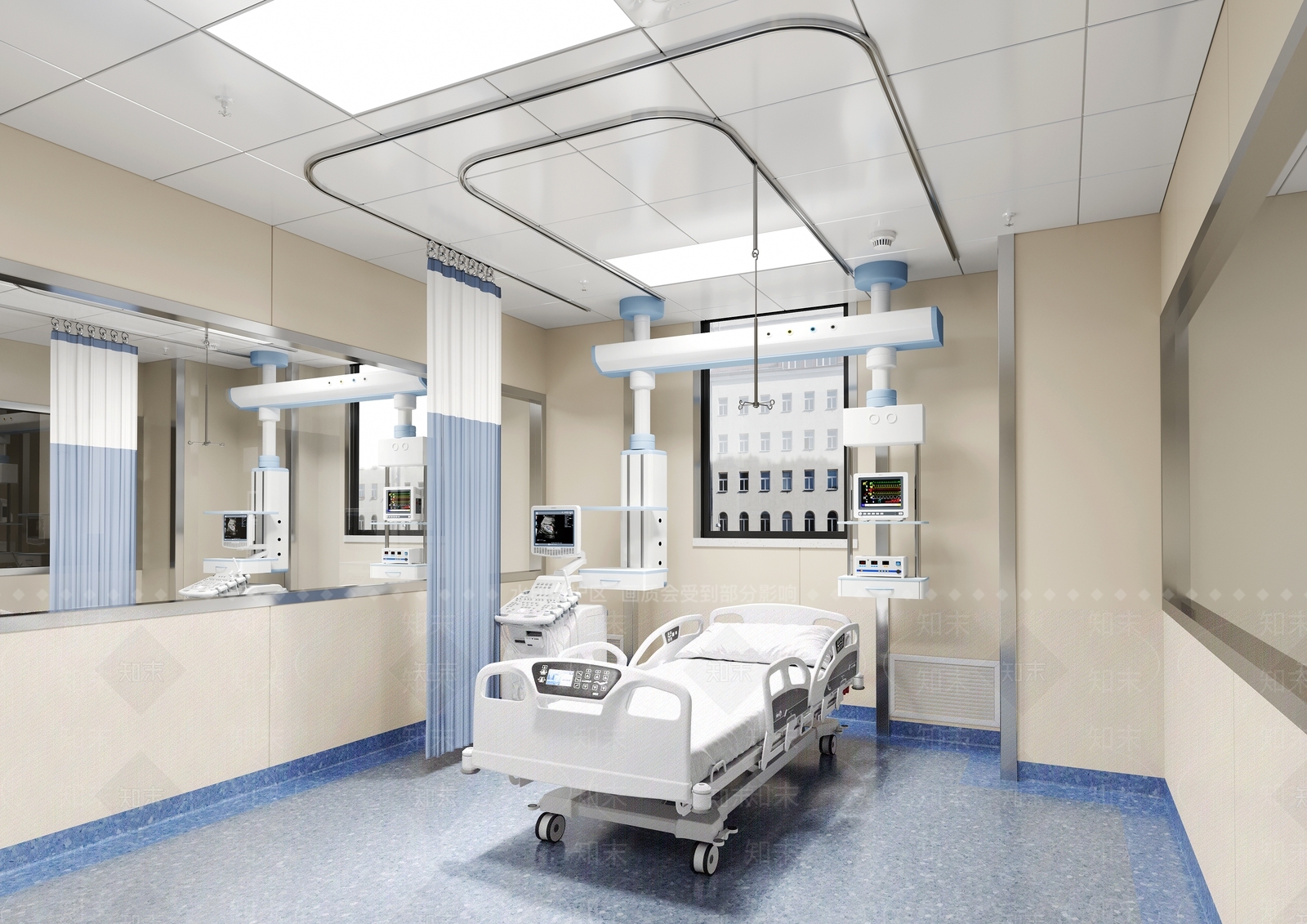 现代医院icu病房3D模型下载【ID:1155601711】