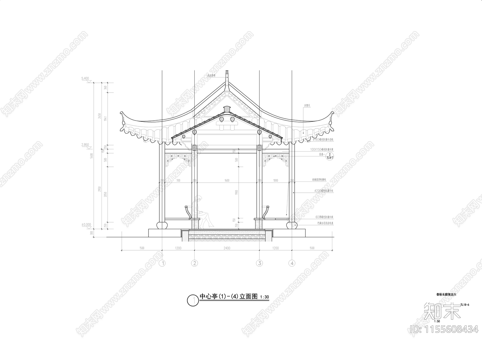 春秋长廊cad施工图下载【ID:1155608434】