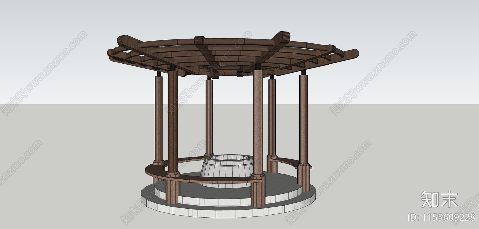 现代景观亭子SU模型下载【ID:1155609228】