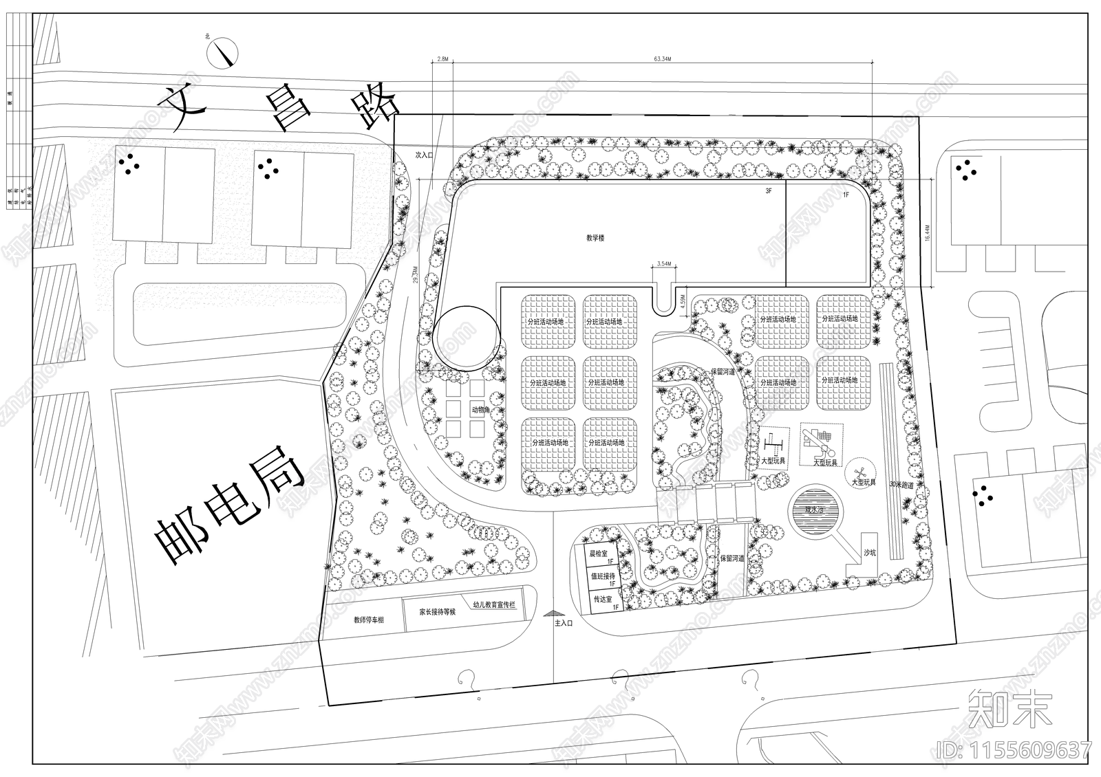 某幼儿园教学楼全套图cad施工图下载【ID:1155609637】