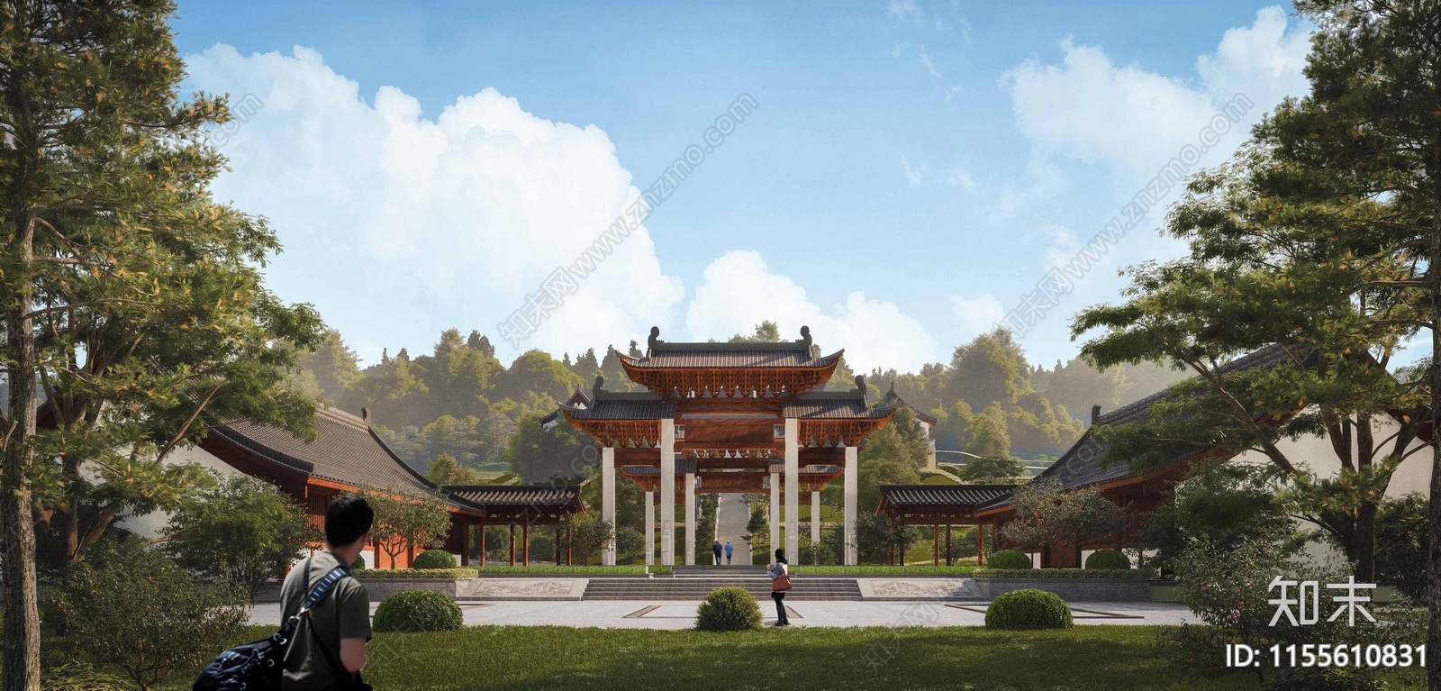 中式寺庙建筑SU模型下载【ID:1155610831】