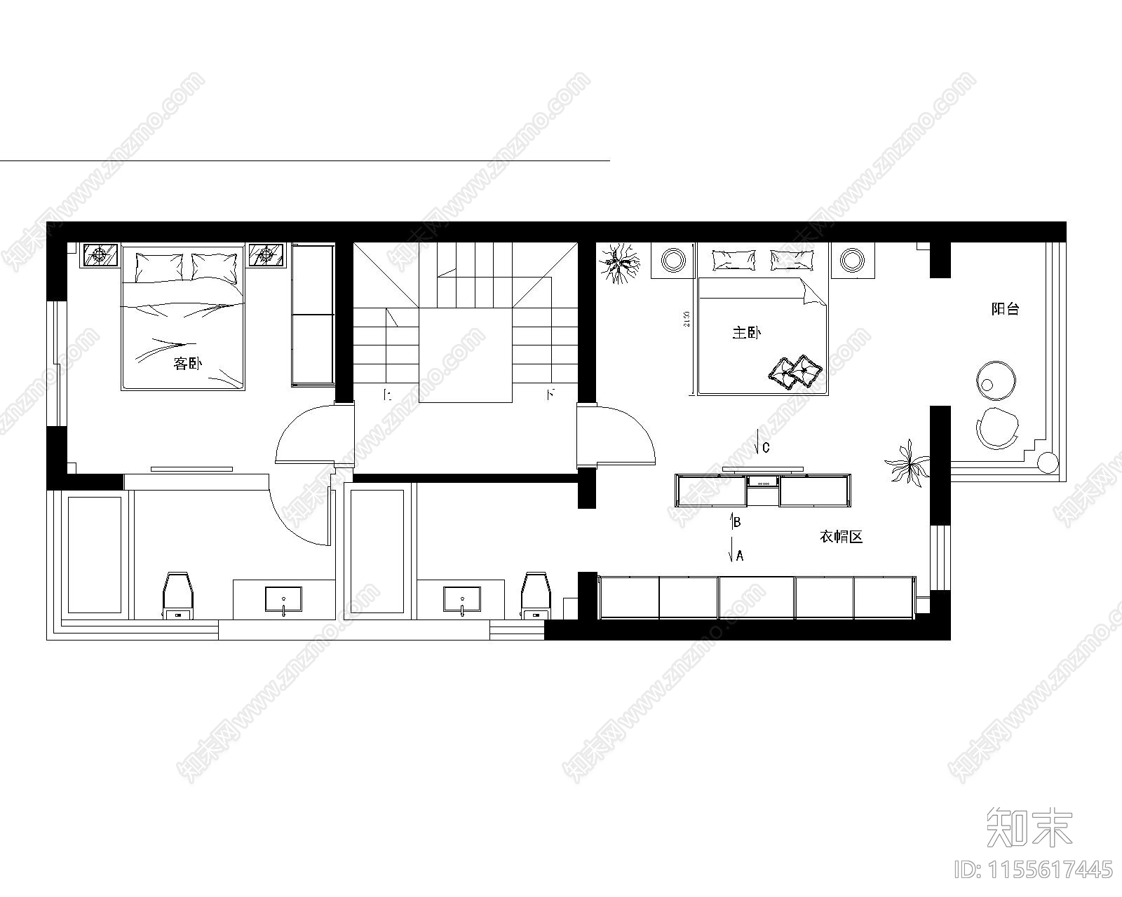 现代高档卧室柜CADcad施工图下载【ID:1155617445】