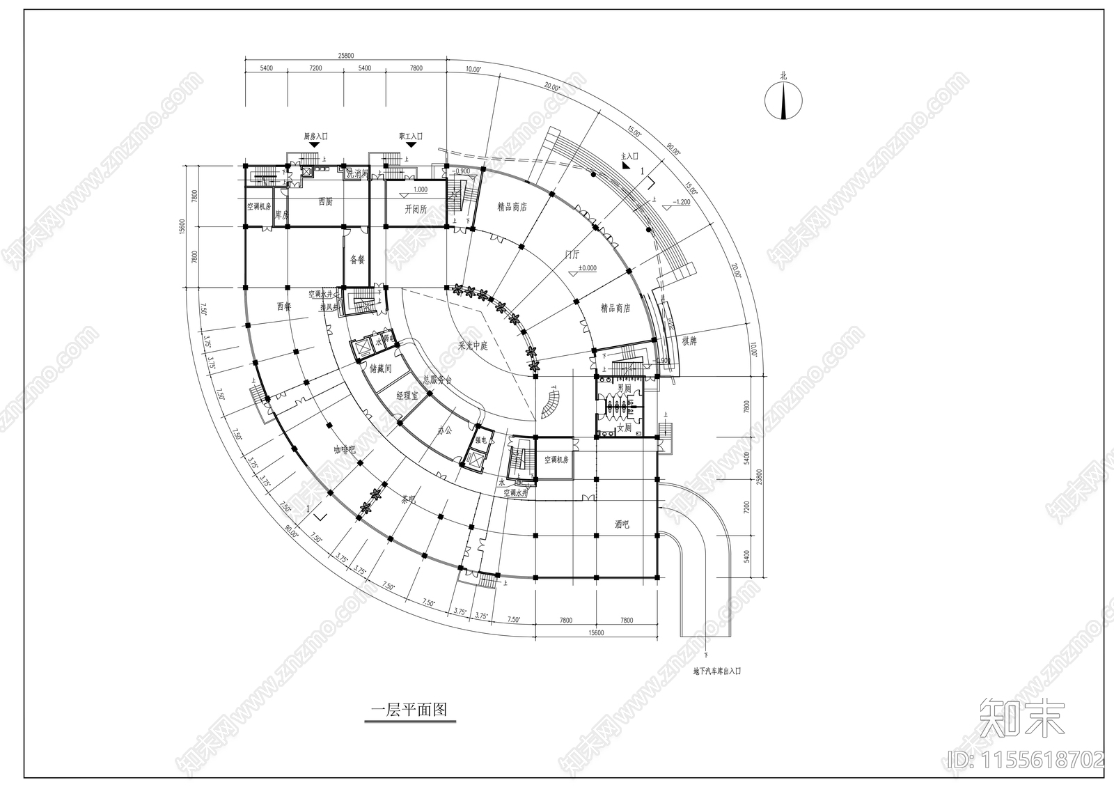 大学星级会馆建筑方案图cad施工图下载【ID:1155618702】