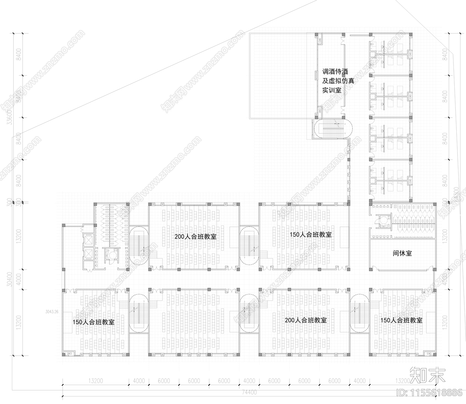 综合教学楼实训楼阶梯教室cad施工图下载【ID:1155618886】