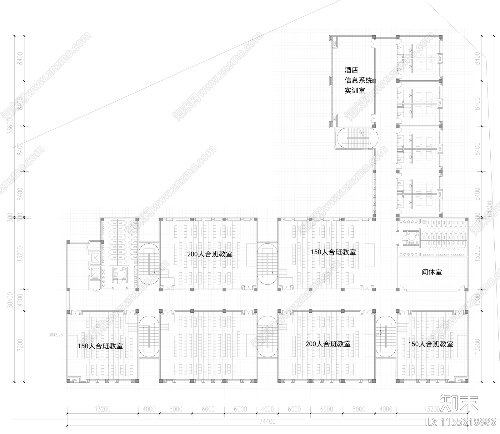 综合教学楼实训楼阶梯教室cad施工图下载【ID:1155618886】