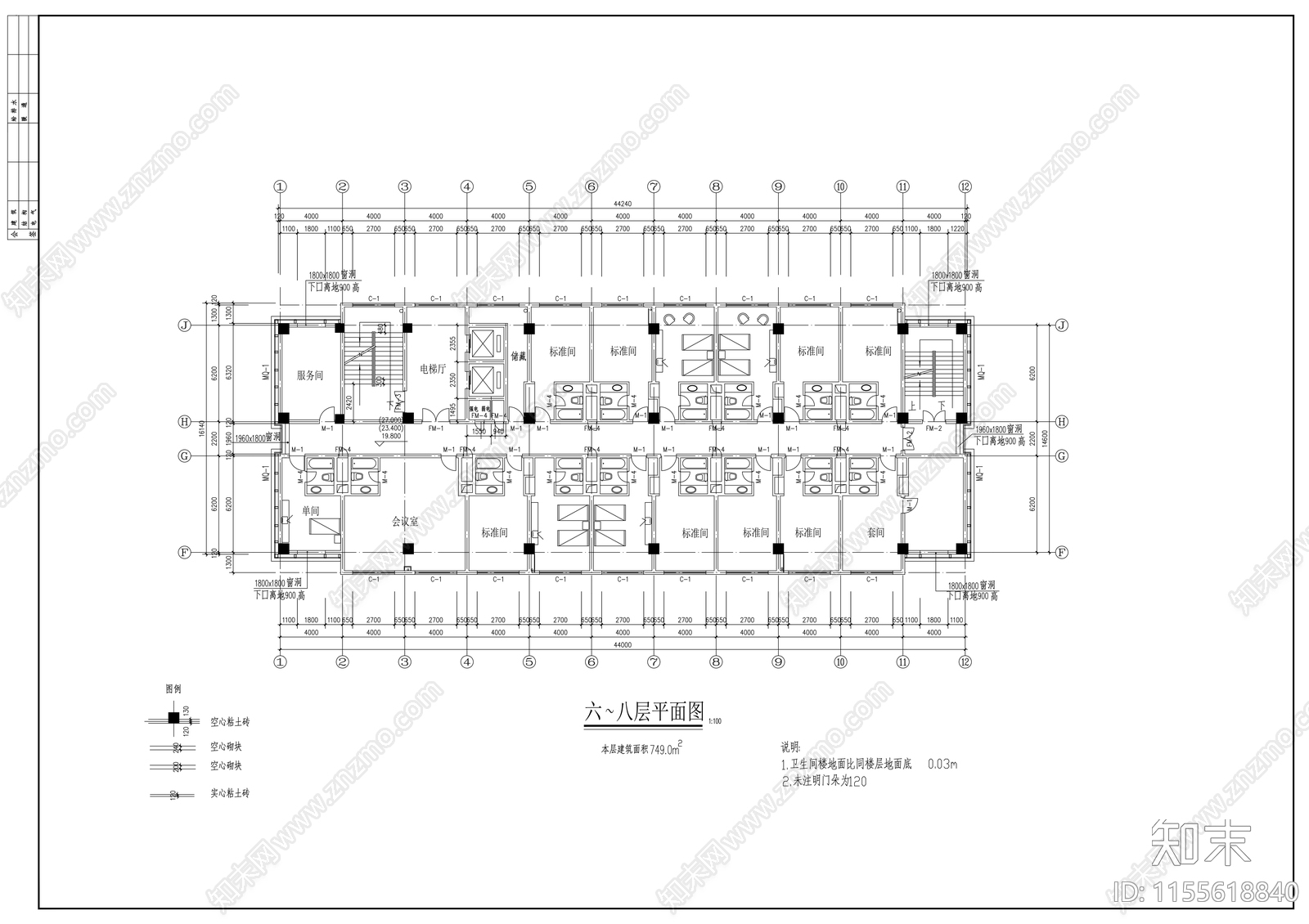 党校学员公cad施工图下载【ID:1155618840】