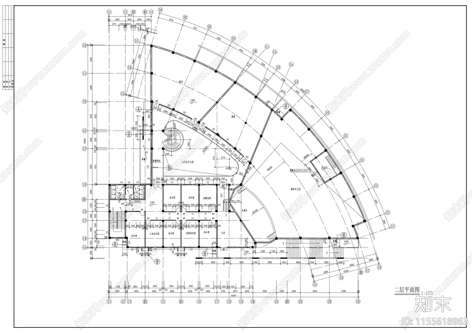 高校行政楼建筑cad施工图下载【ID:1155618963】
