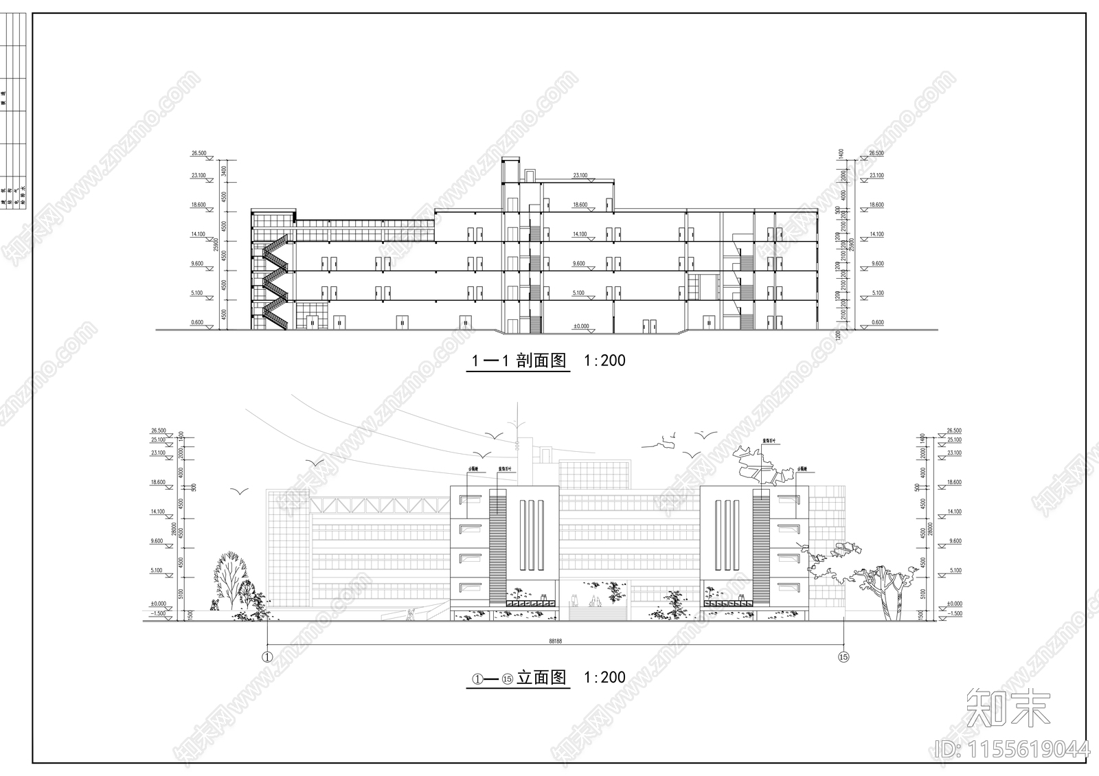 高校艺术中心设计cad施工图下载【ID:1155619044】