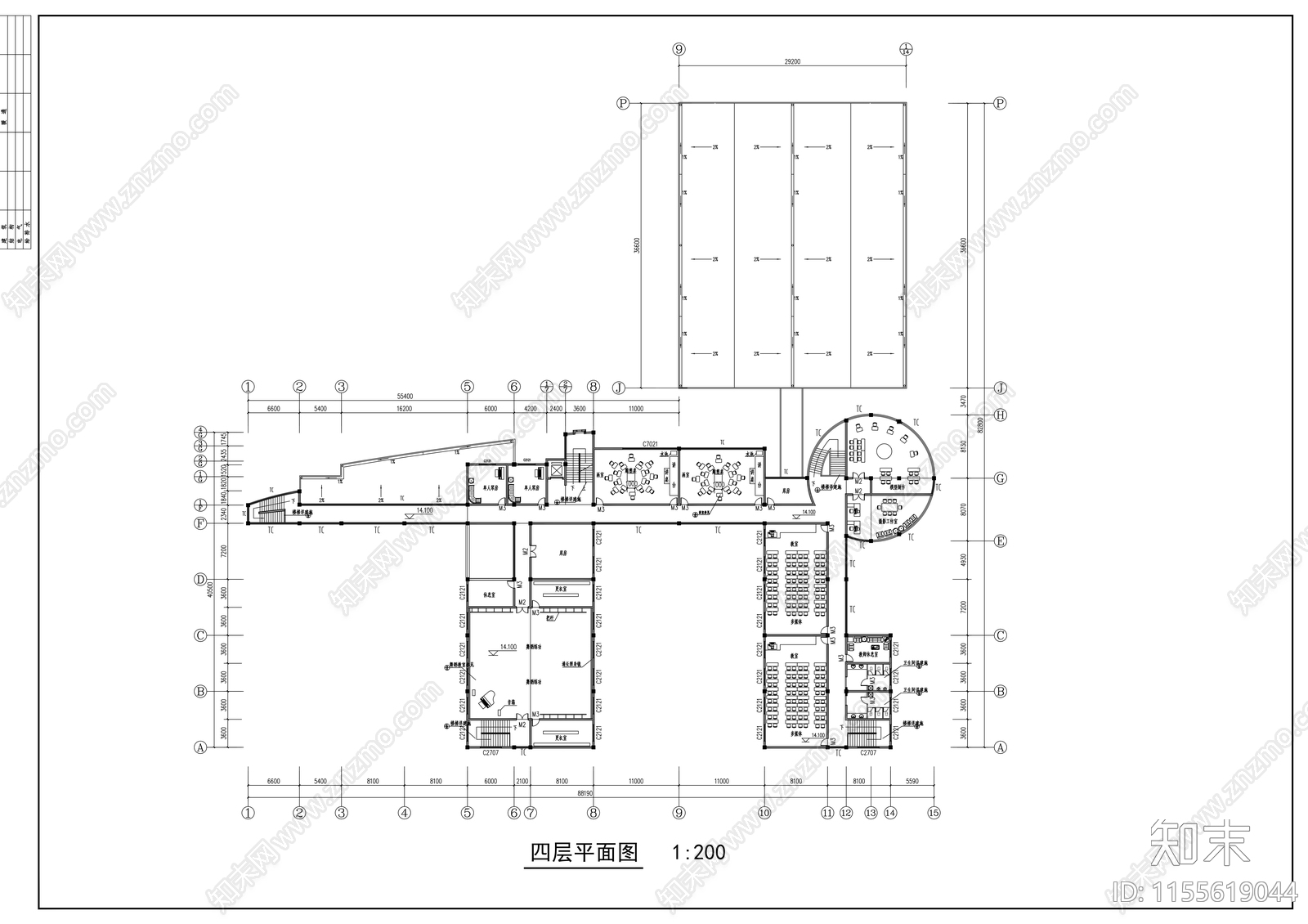 高校艺术中心设计cad施工图下载【ID:1155619044】