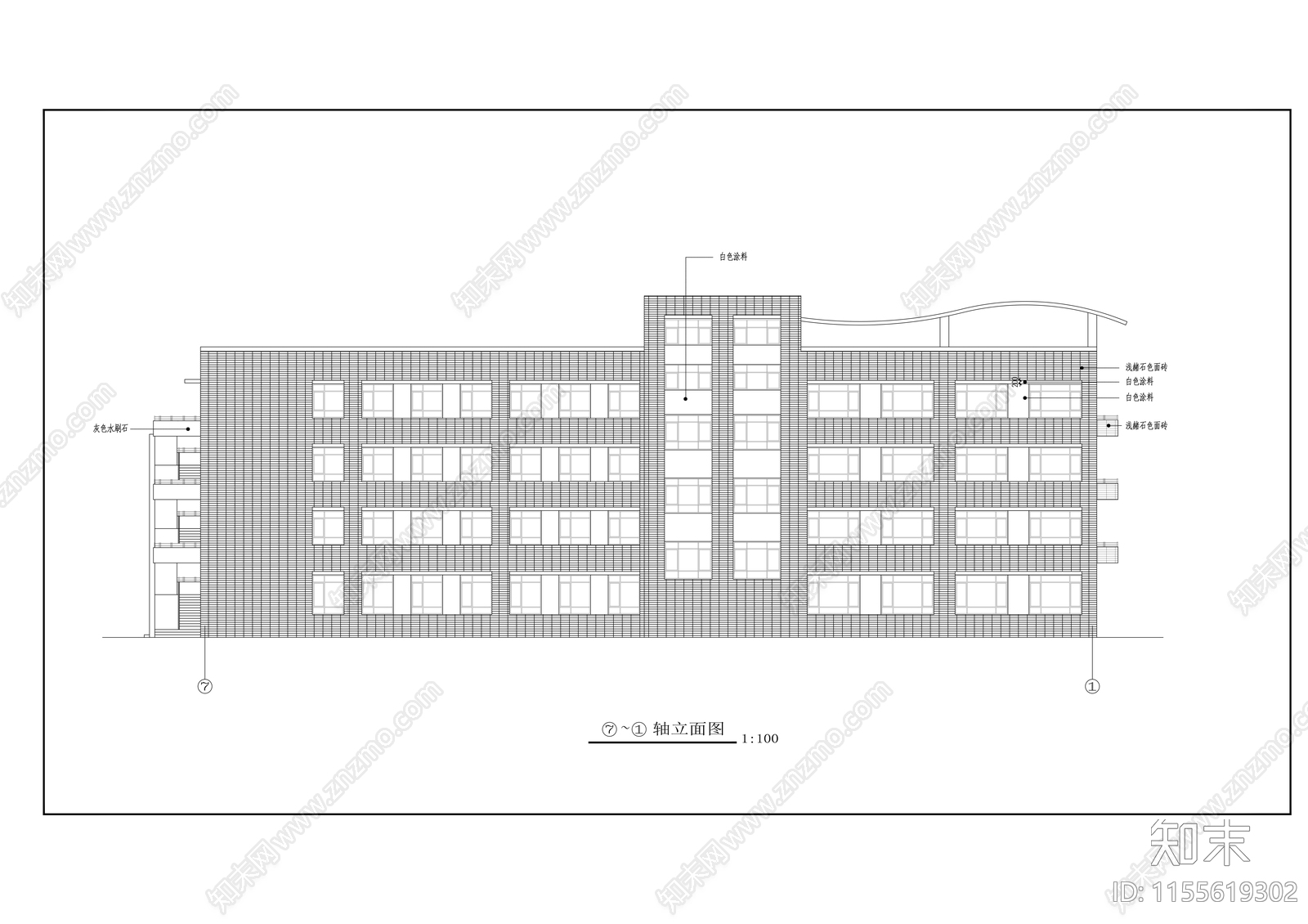 红旗小学教学楼建筑cad施工图下载【ID:1155619302】