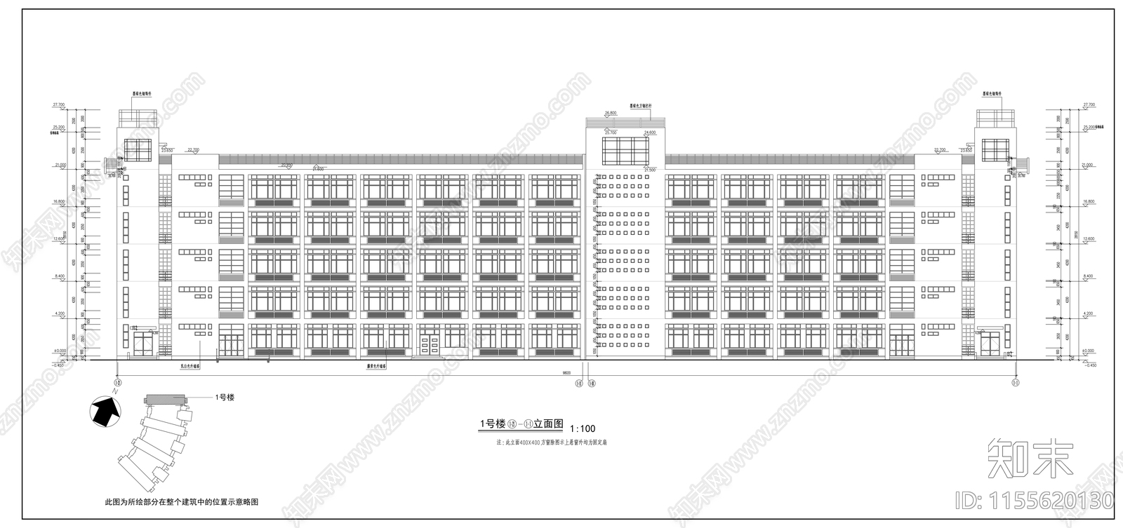 技术学院教学楼cad施工图下载【ID:1155620130】