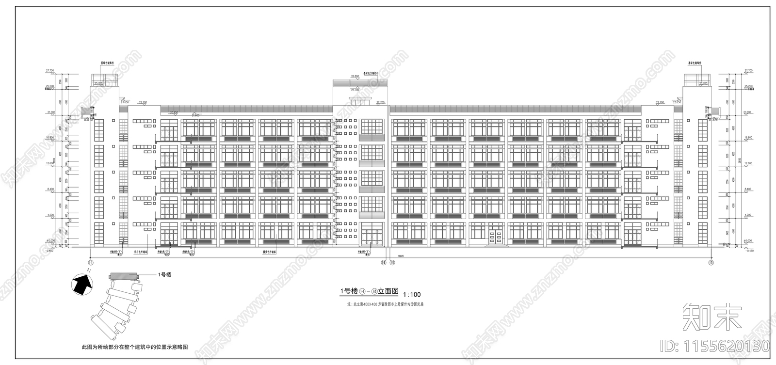 技术学院教学楼cad施工图下载【ID:1155620130】