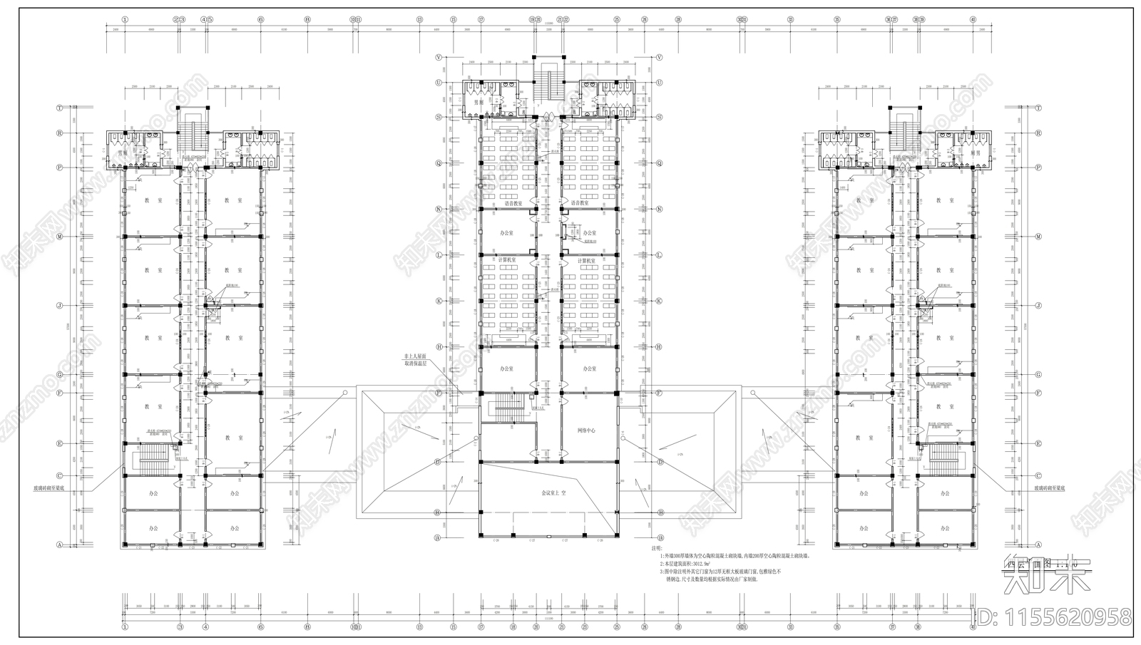 某教学楼建筑cad施工图下载【ID:1155620958】