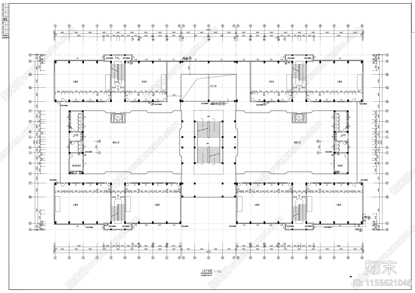 某教学楼cad施工图下载【ID:1155621048】