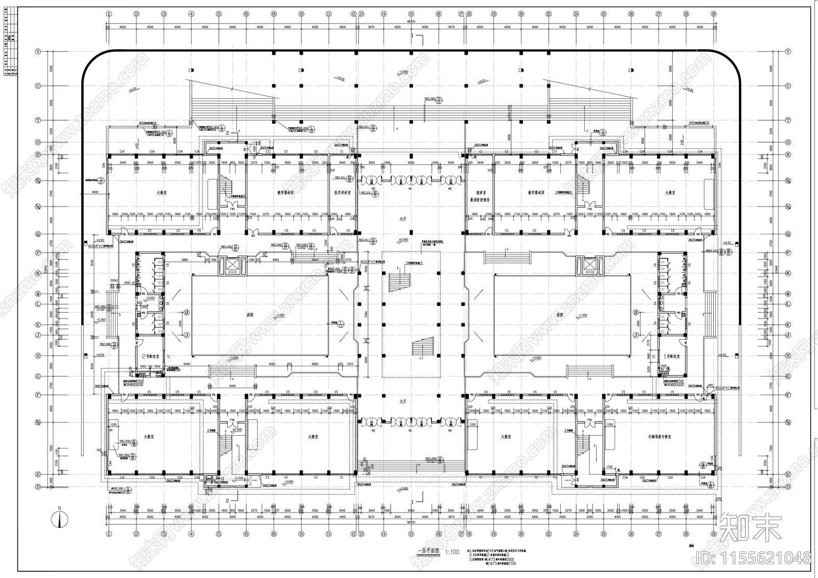 某教学楼cad施工图下载【ID:1155621048】