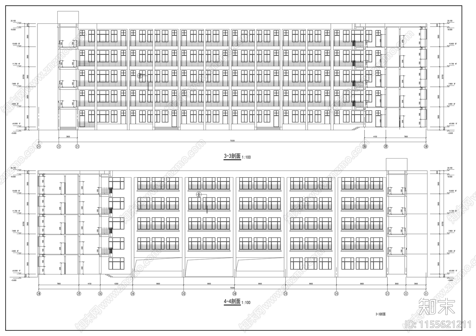 某教学楼cad施工图下载【ID:1155621211】