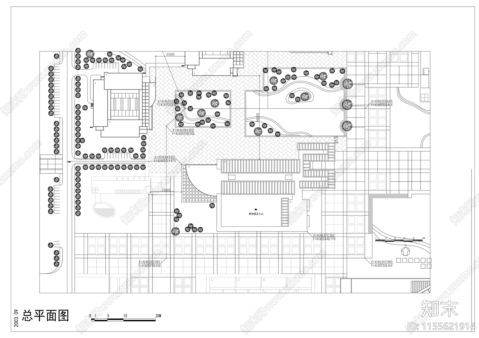 学校建筑cad施工图下载【ID:1155621914】