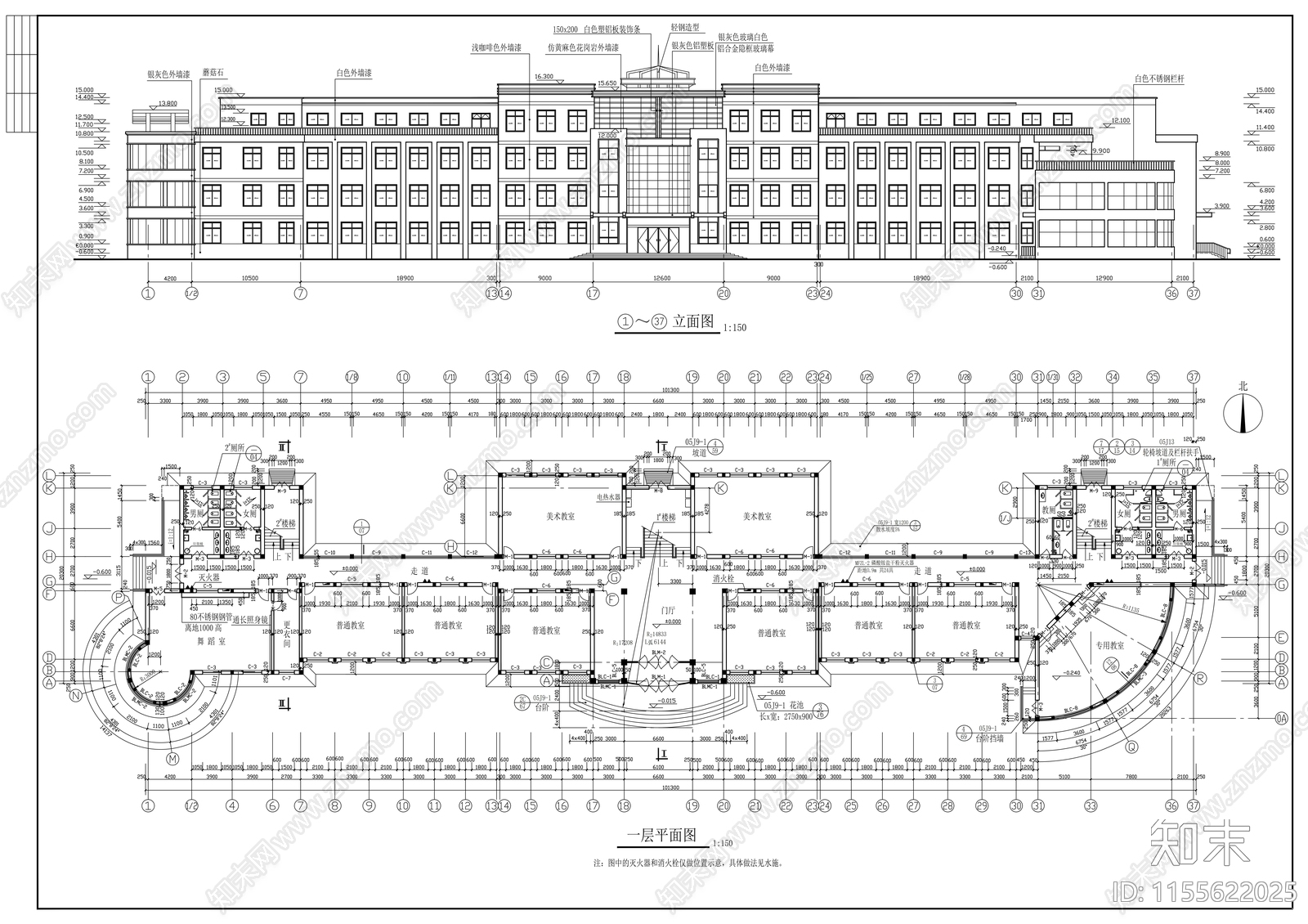 学校建筑cad施工图下载【ID:1155622025】