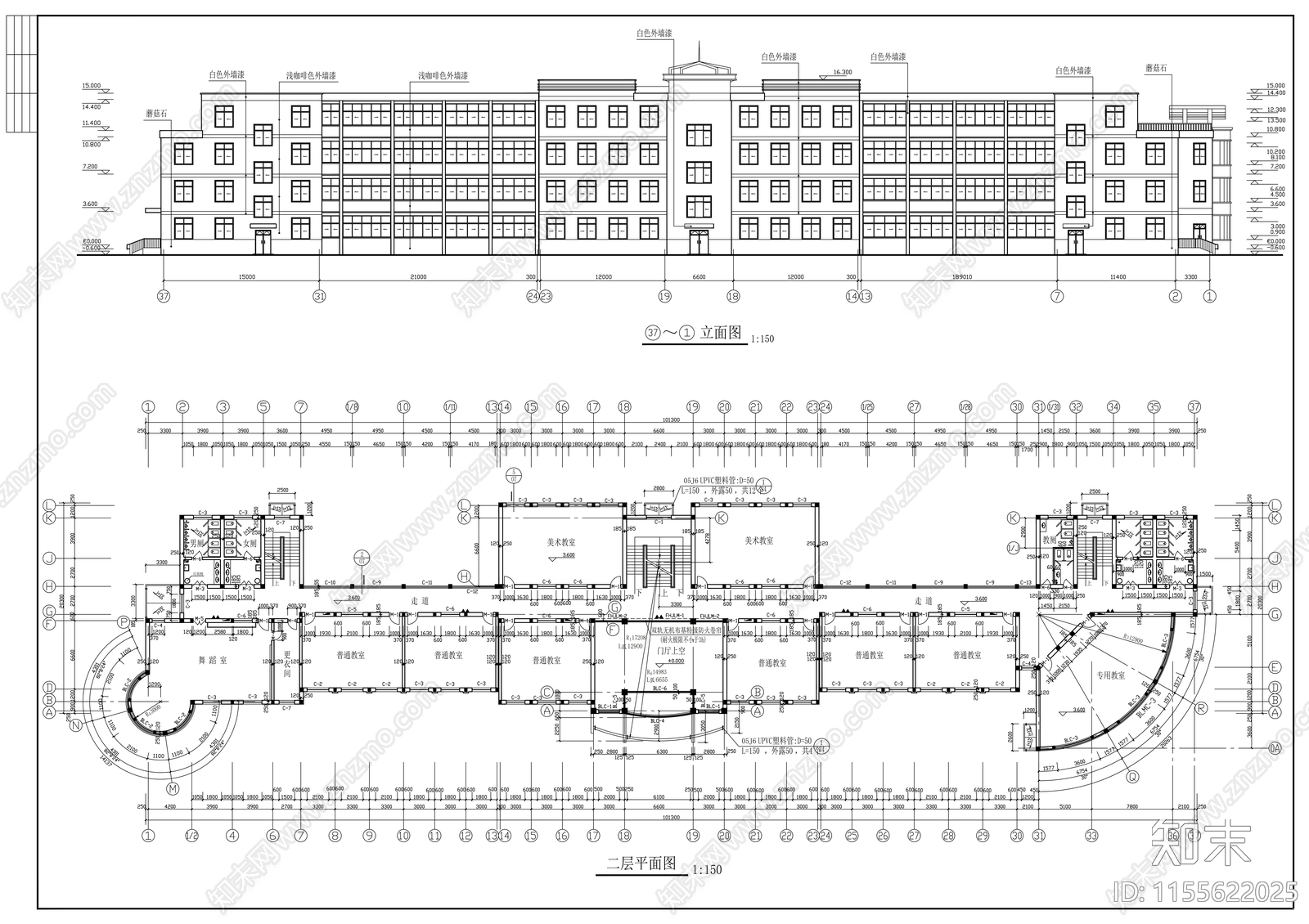 学校建筑cad施工图下载【ID:1155622025】