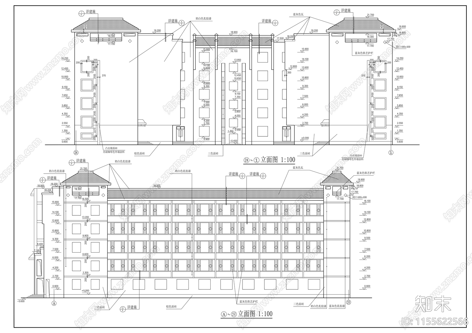 学校宿舍楼全套建筑施工图下载【ID:1155622566】