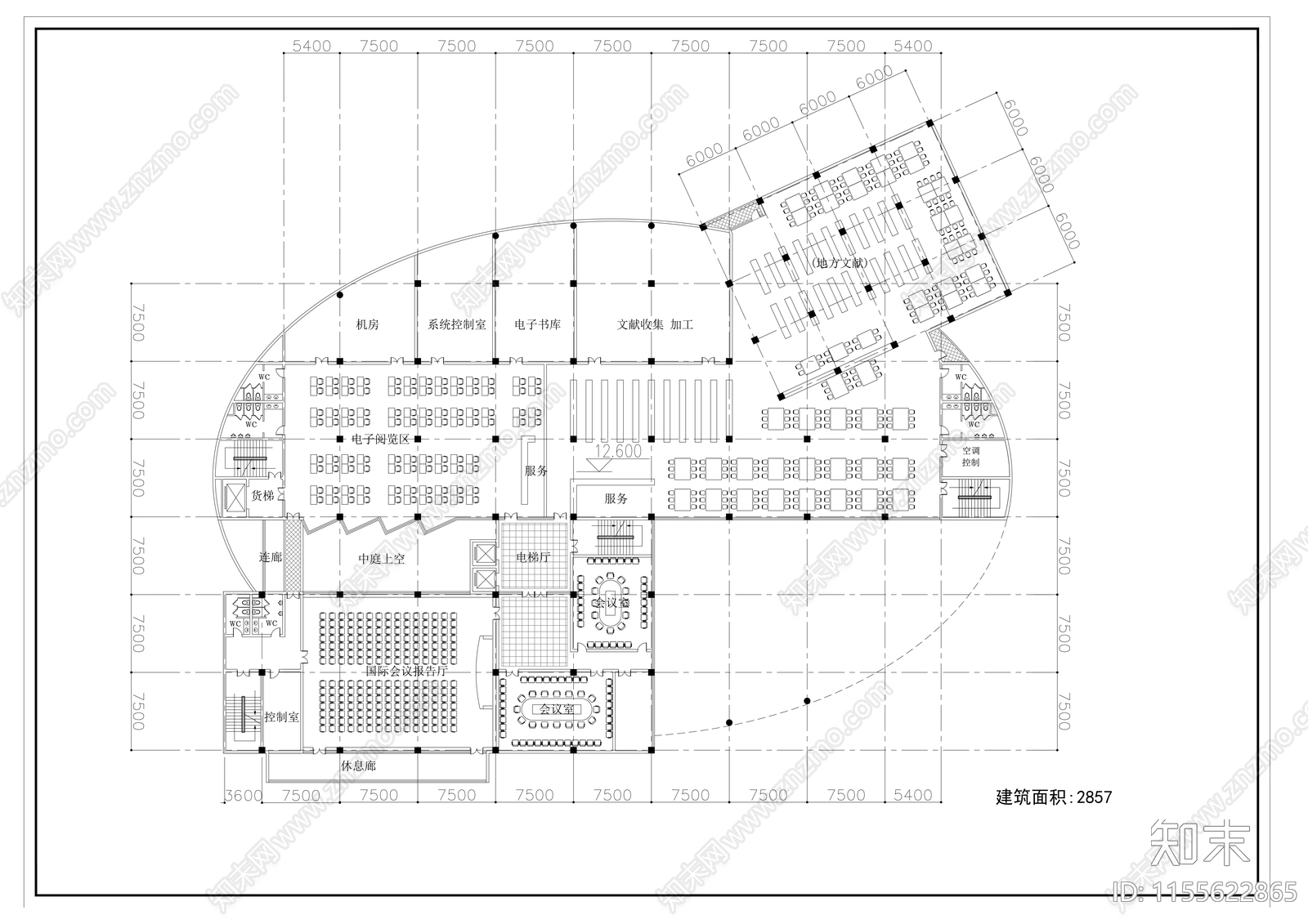 学院图书馆设计方案cad施工图下载【ID:1155622865】