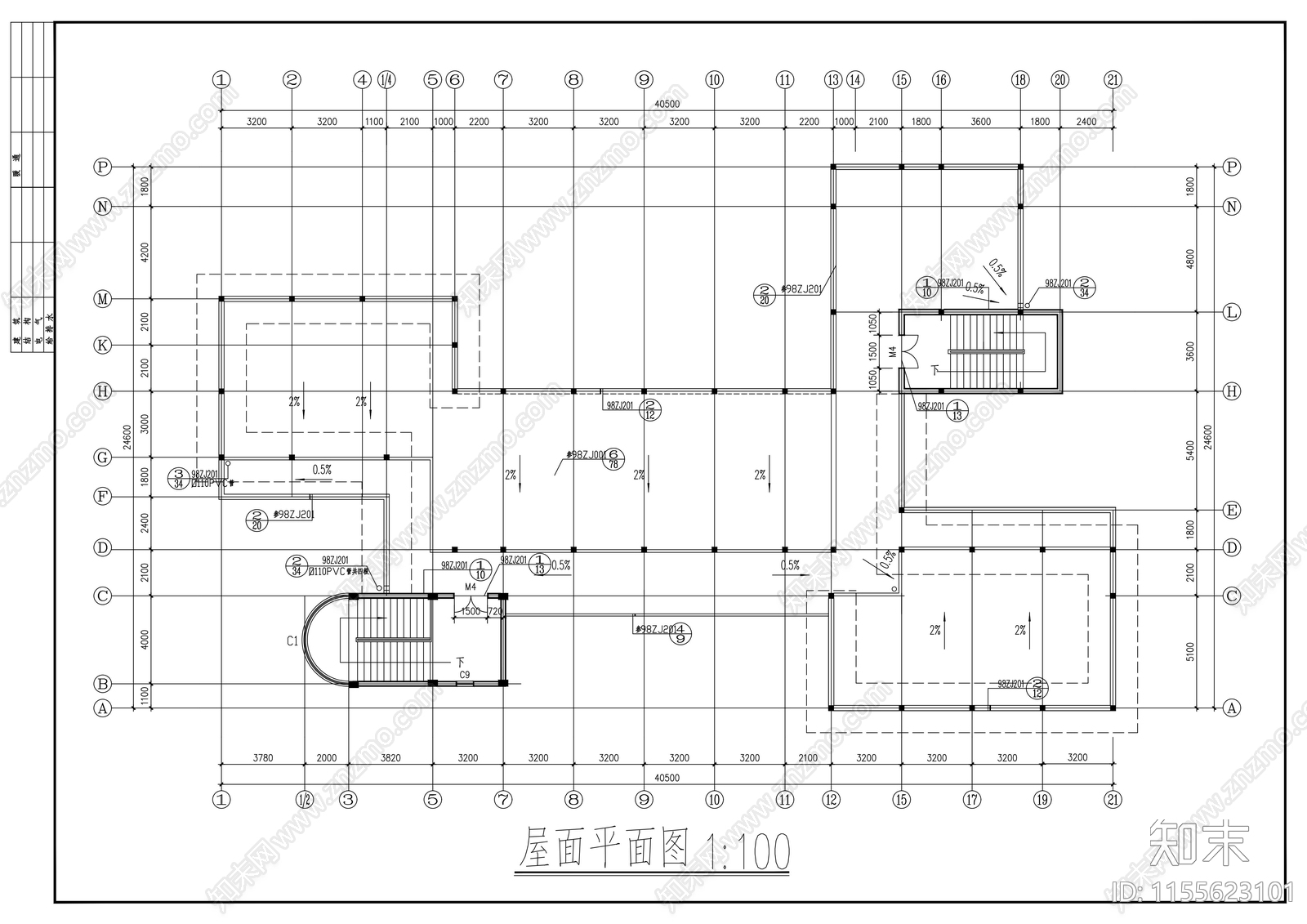 中学高中教学楼建筑cad施工图下载【ID:1155623101】