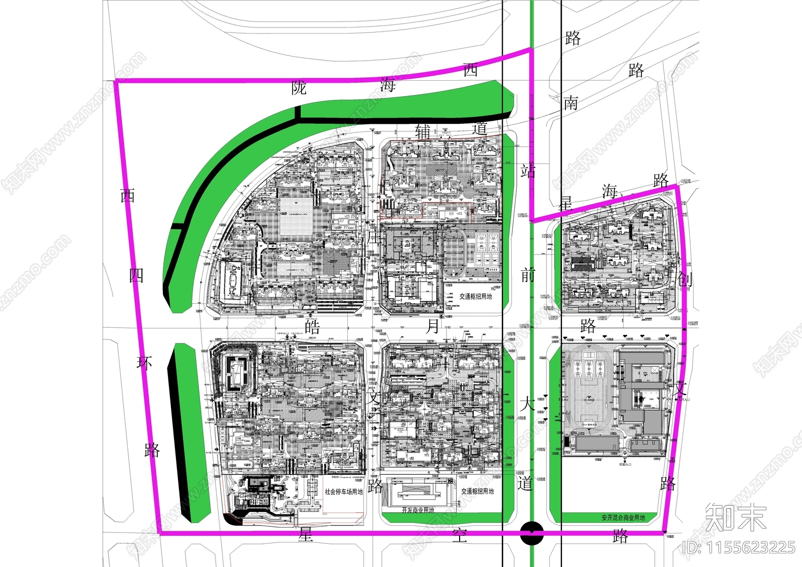 现代小区整体规划图cad施工图下载【ID:1155623225】