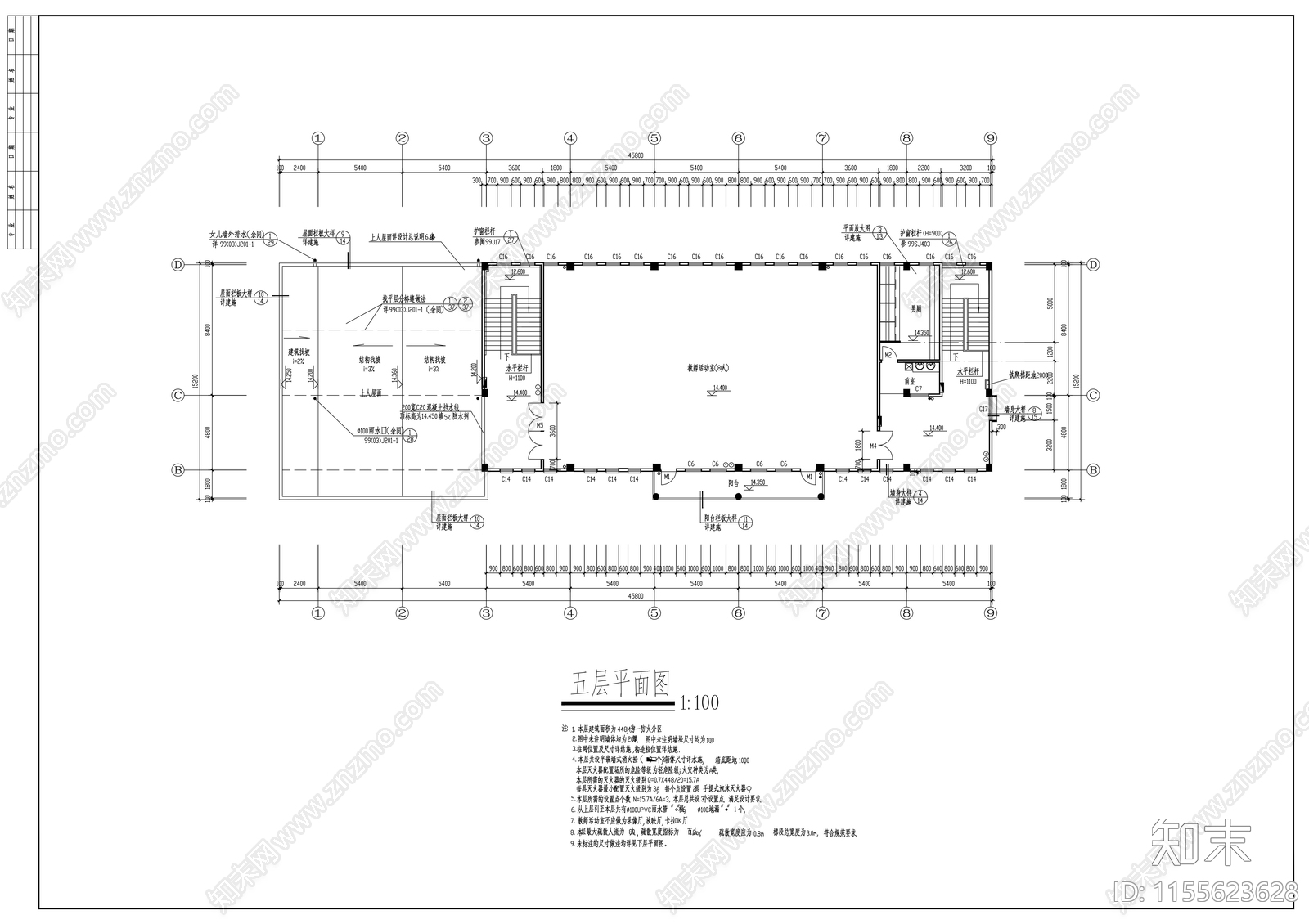 小学多功能教学楼建筑cad施工图下载【ID:1155623628】