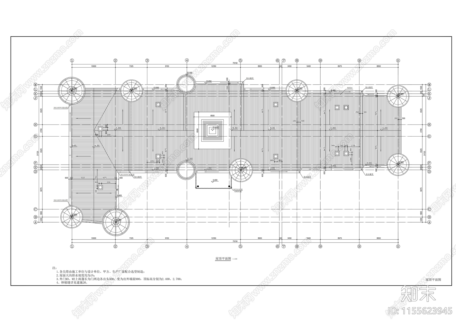 小学教学楼平面cad施工图下载【ID:1155623945】