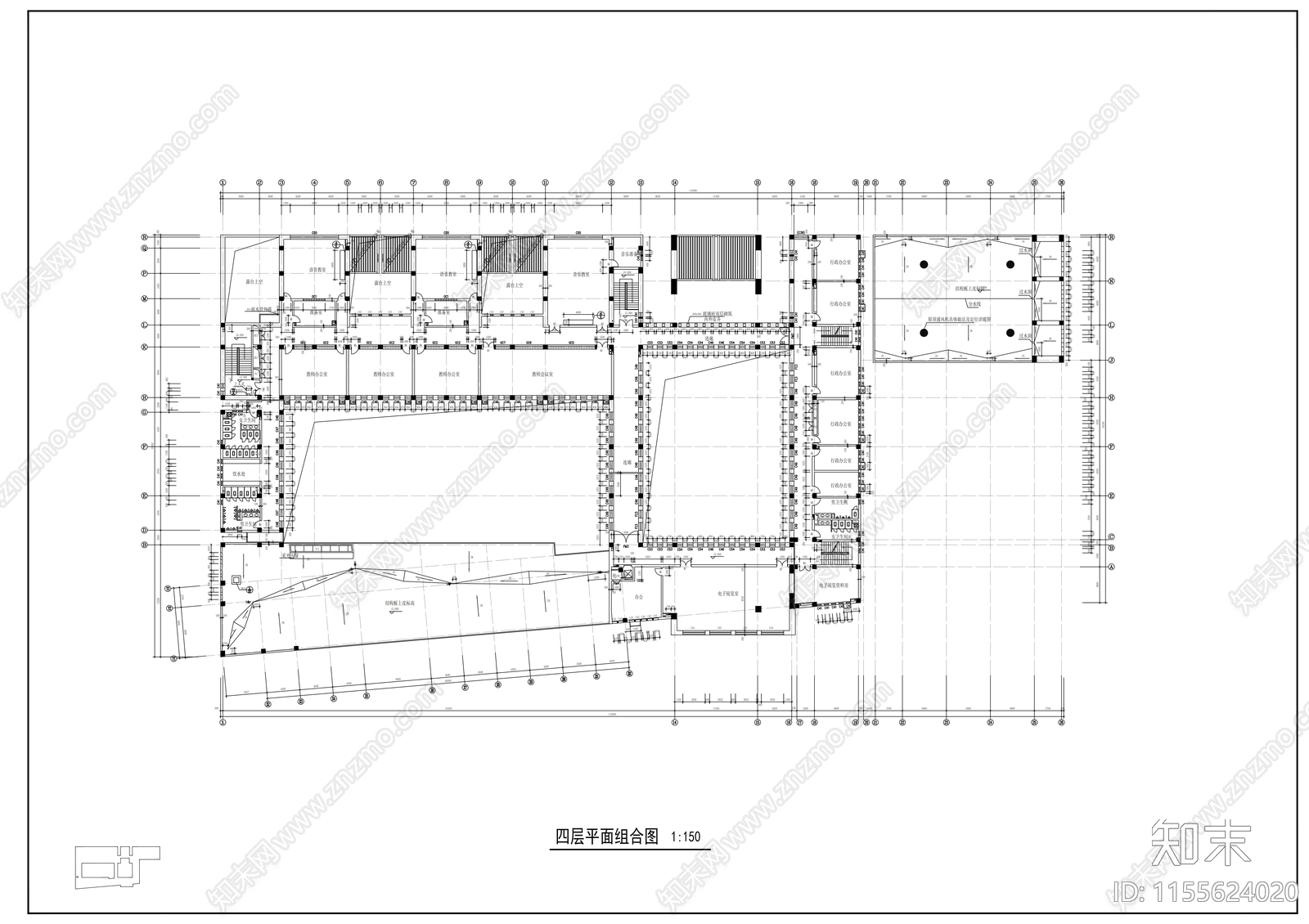 小学教学楼平面图施工图下载【ID:1155624020】