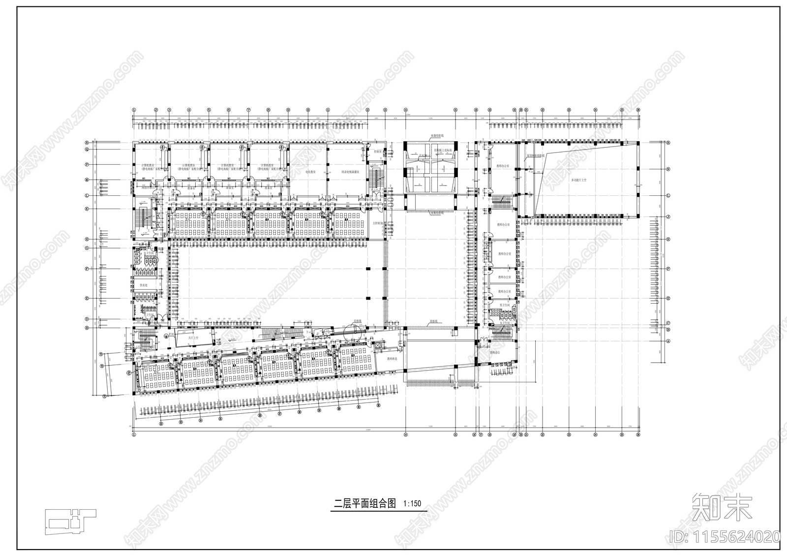 小学教学楼平面图施工图下载【ID:1155624020】