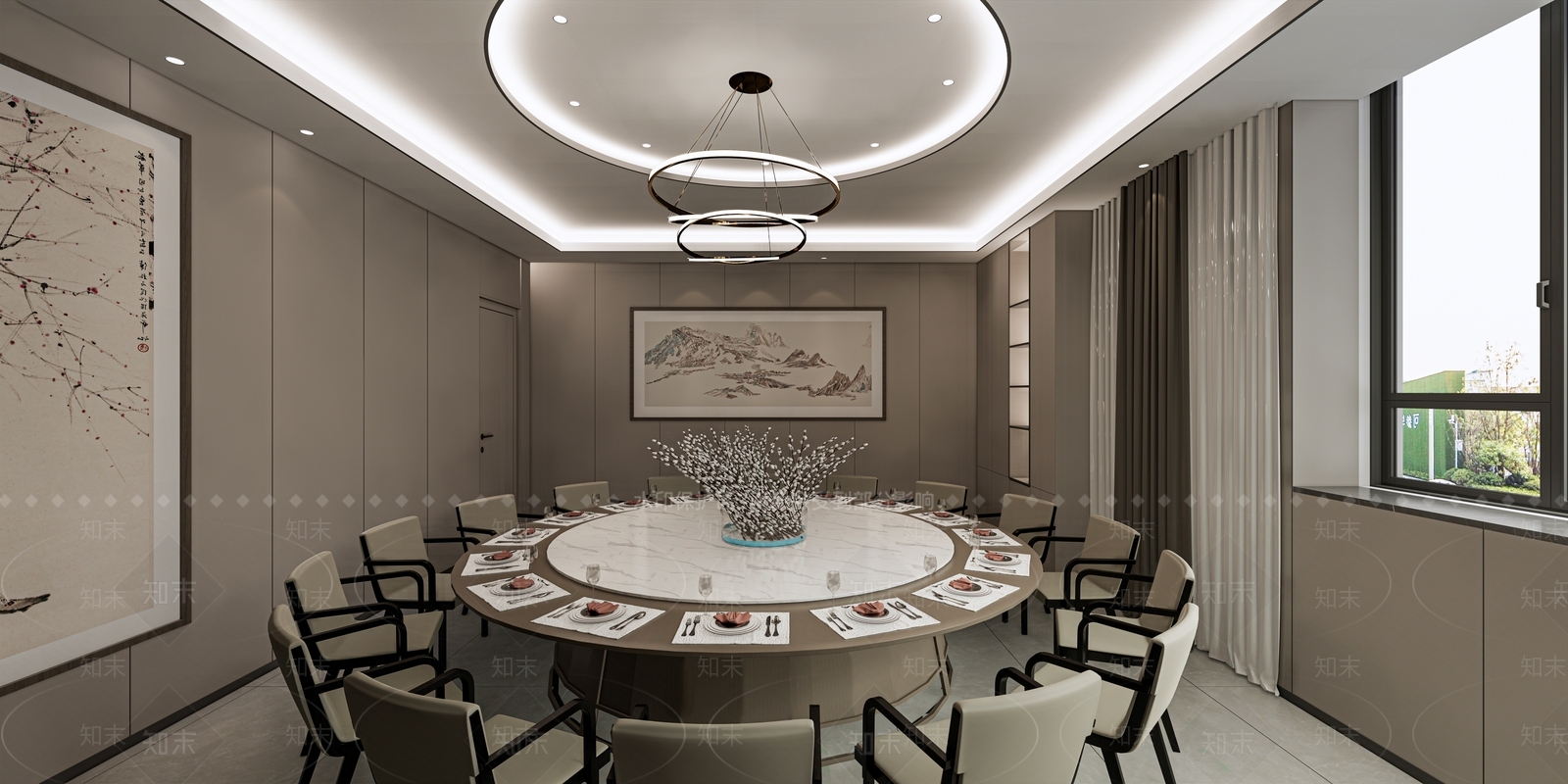 现代餐厅包厢SU模型下载【ID:1155625689】