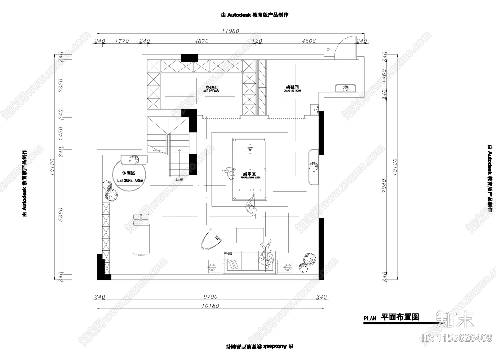 美式乡村别墅室内装饰cad施工图下载【ID:1155626408】