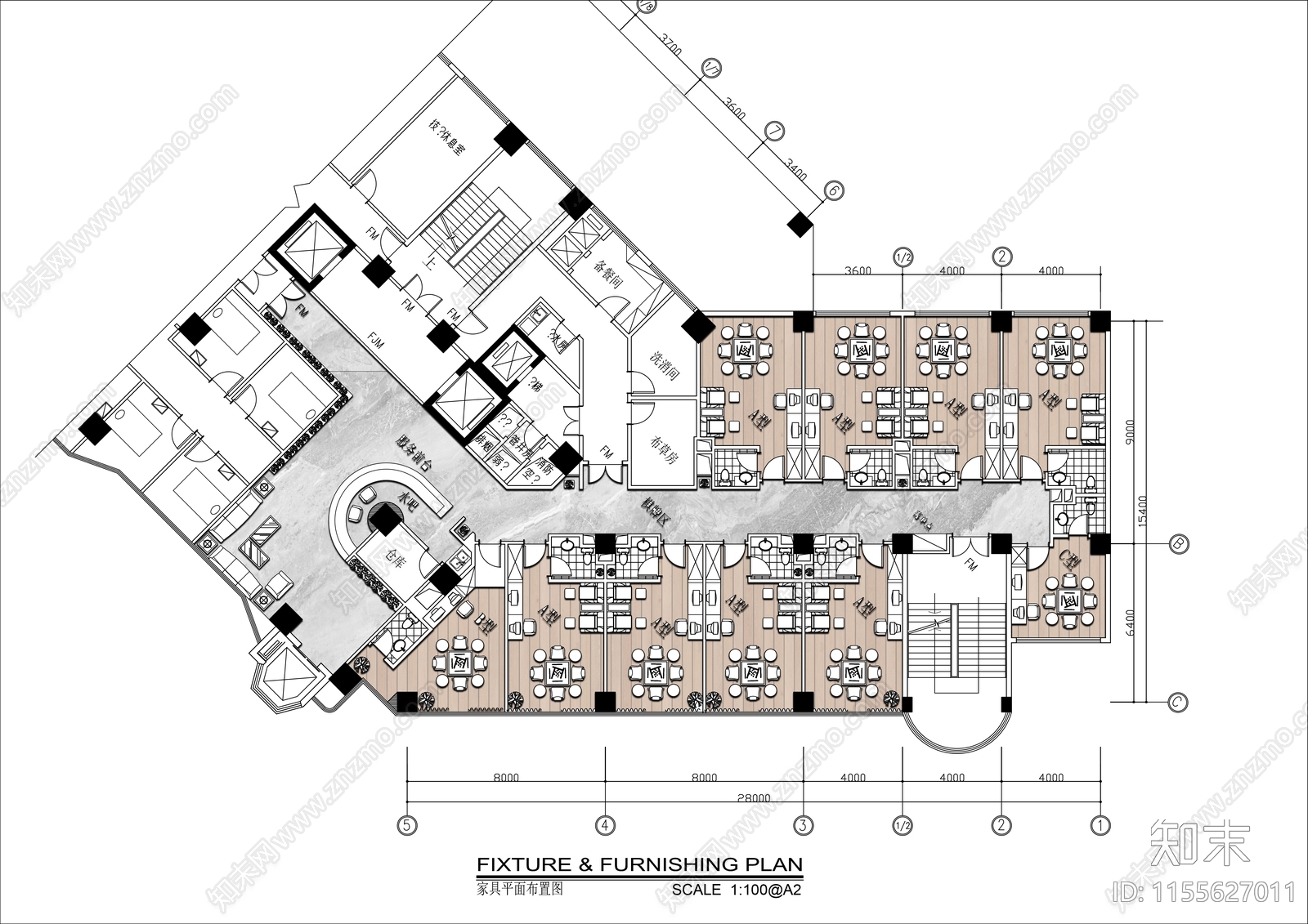 700㎡麻将棋牌室平面布置图cad施工图下载【ID:1155627011】