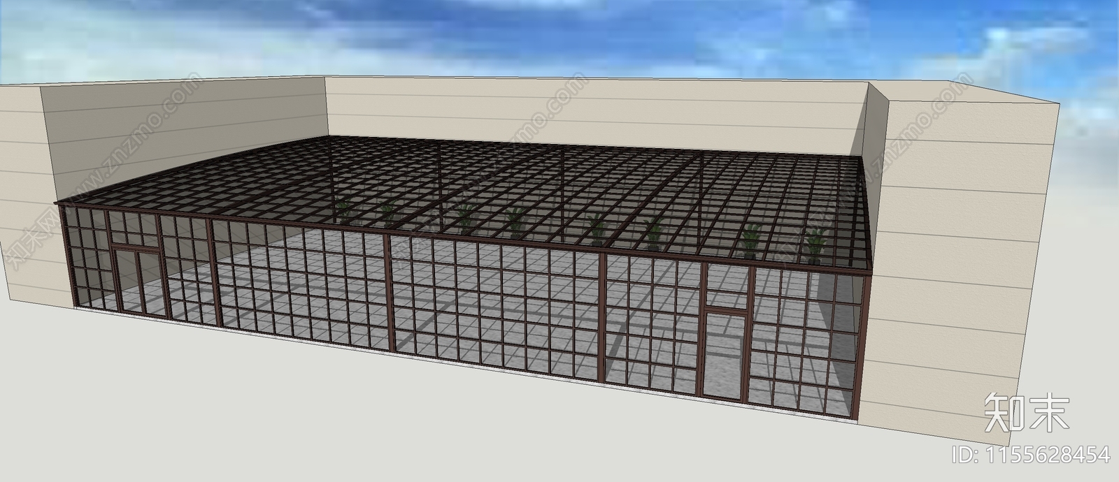 现代大型铝合金阳光房SU模型下载【ID:1155628454】