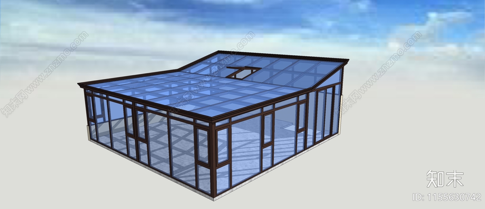 现代别墅阳台阳光房SU模型下载【ID:1155630742】