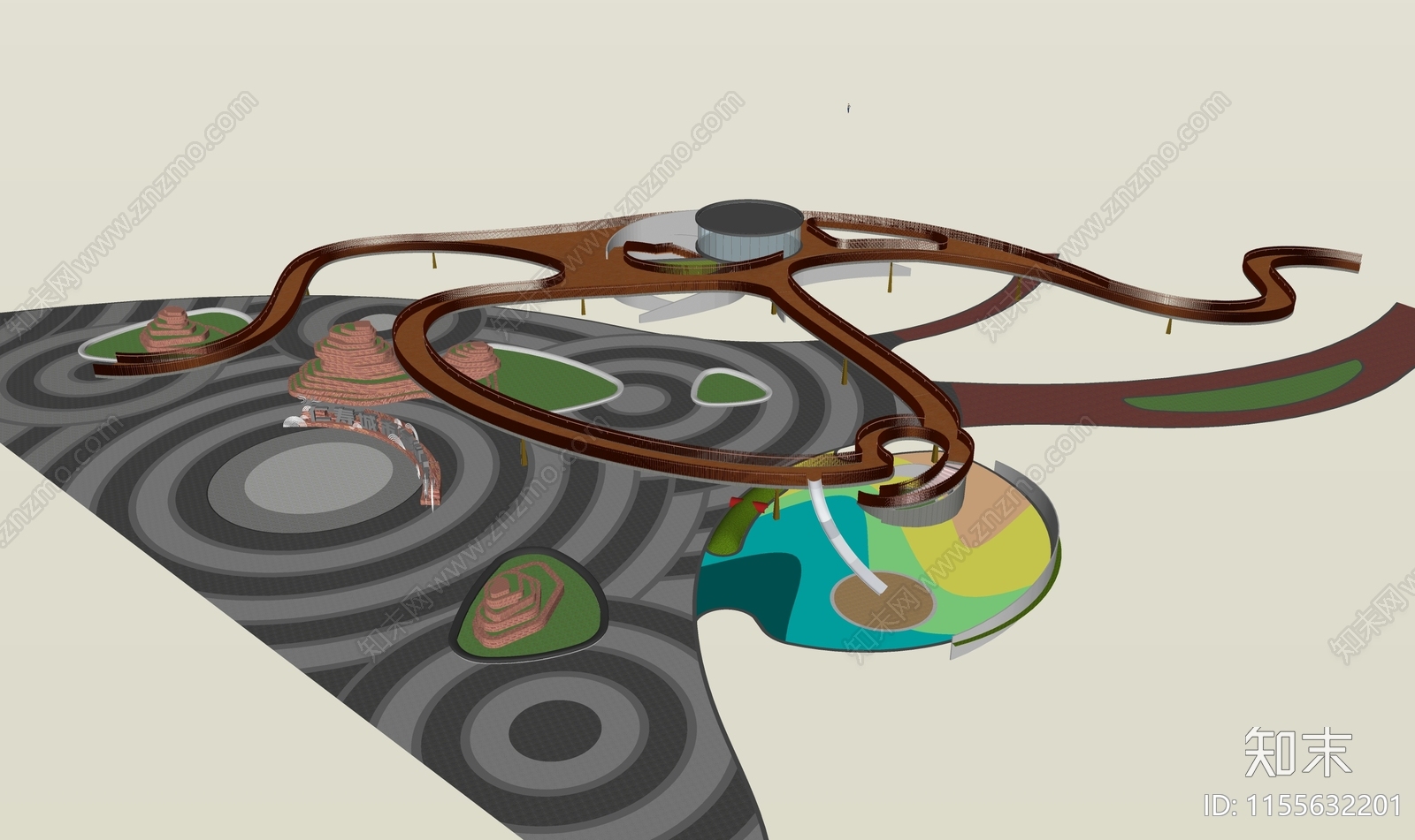 现代公园景观桥SU模型下载【ID:1155632201】