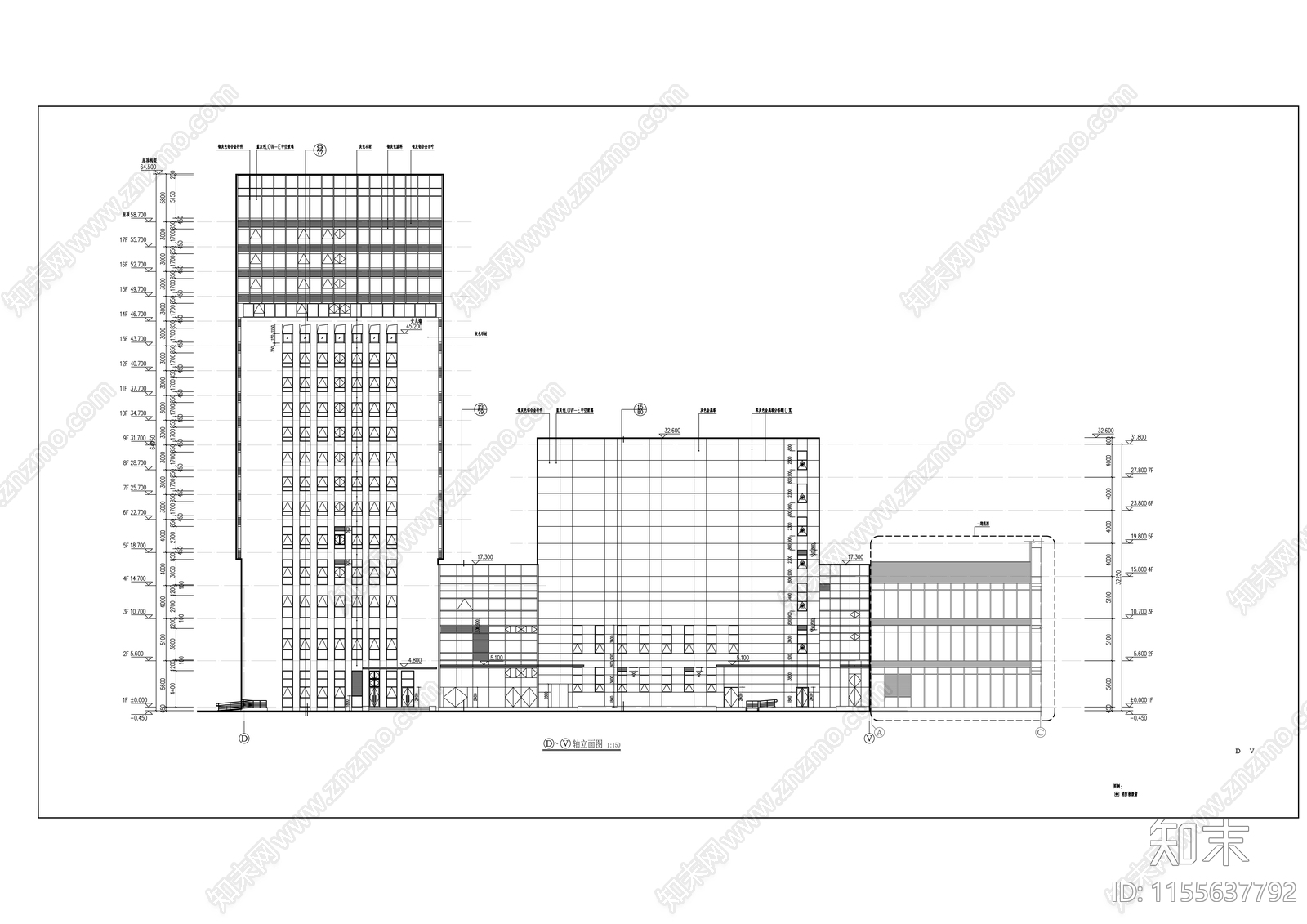 媒体产业发展基地高层建筑cad施工图下载【ID:1155637792】