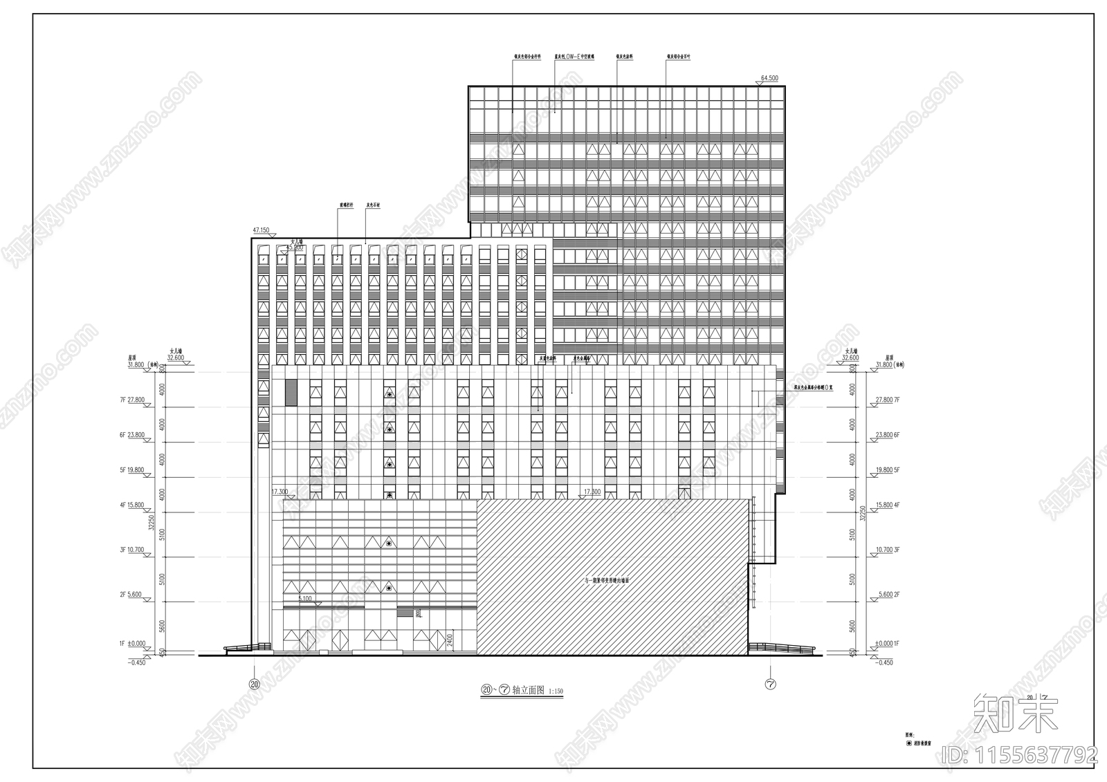 媒体产业发展基地高层建筑cad施工图下载【ID:1155637792】