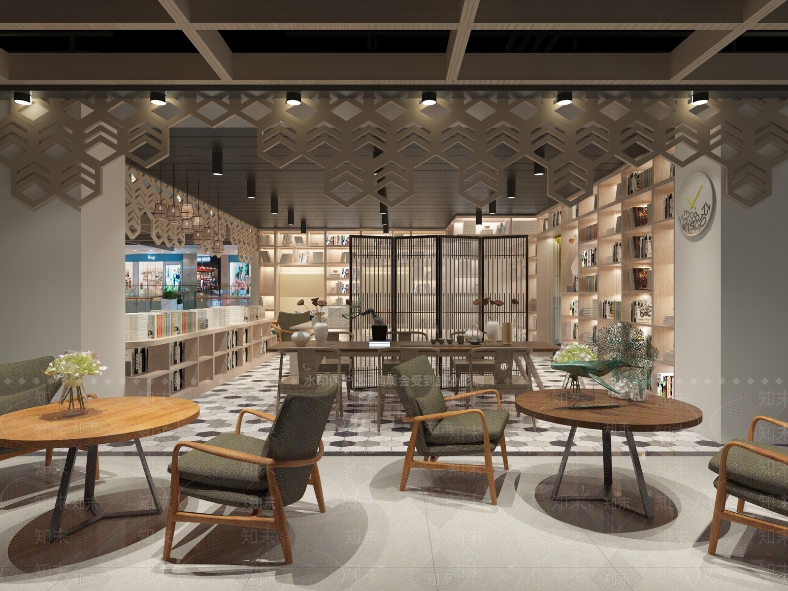 工业风书店3D模型下载【ID:1155638416】