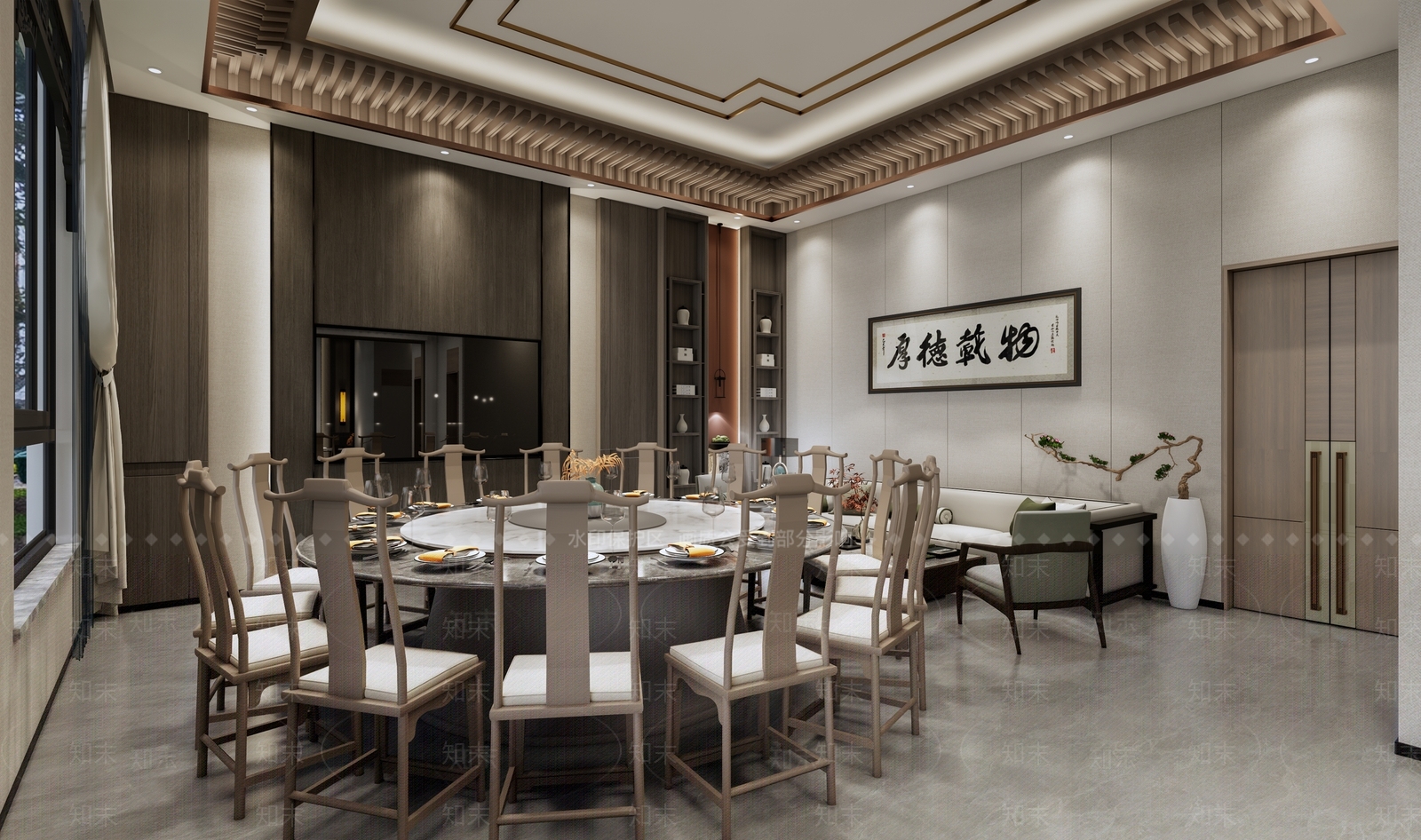 新中式包厢SU模型下载【ID:1155638278】