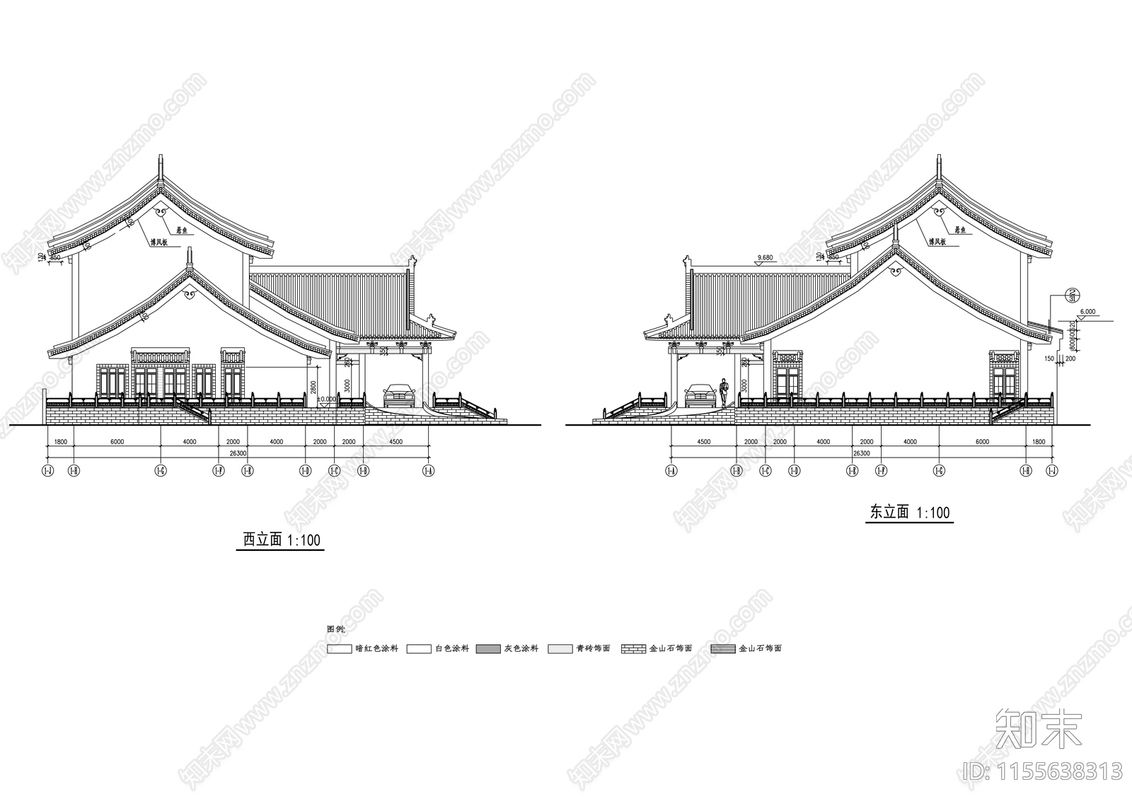 三层仿古图书馆建筑cad施工图下载【ID:1155638313】